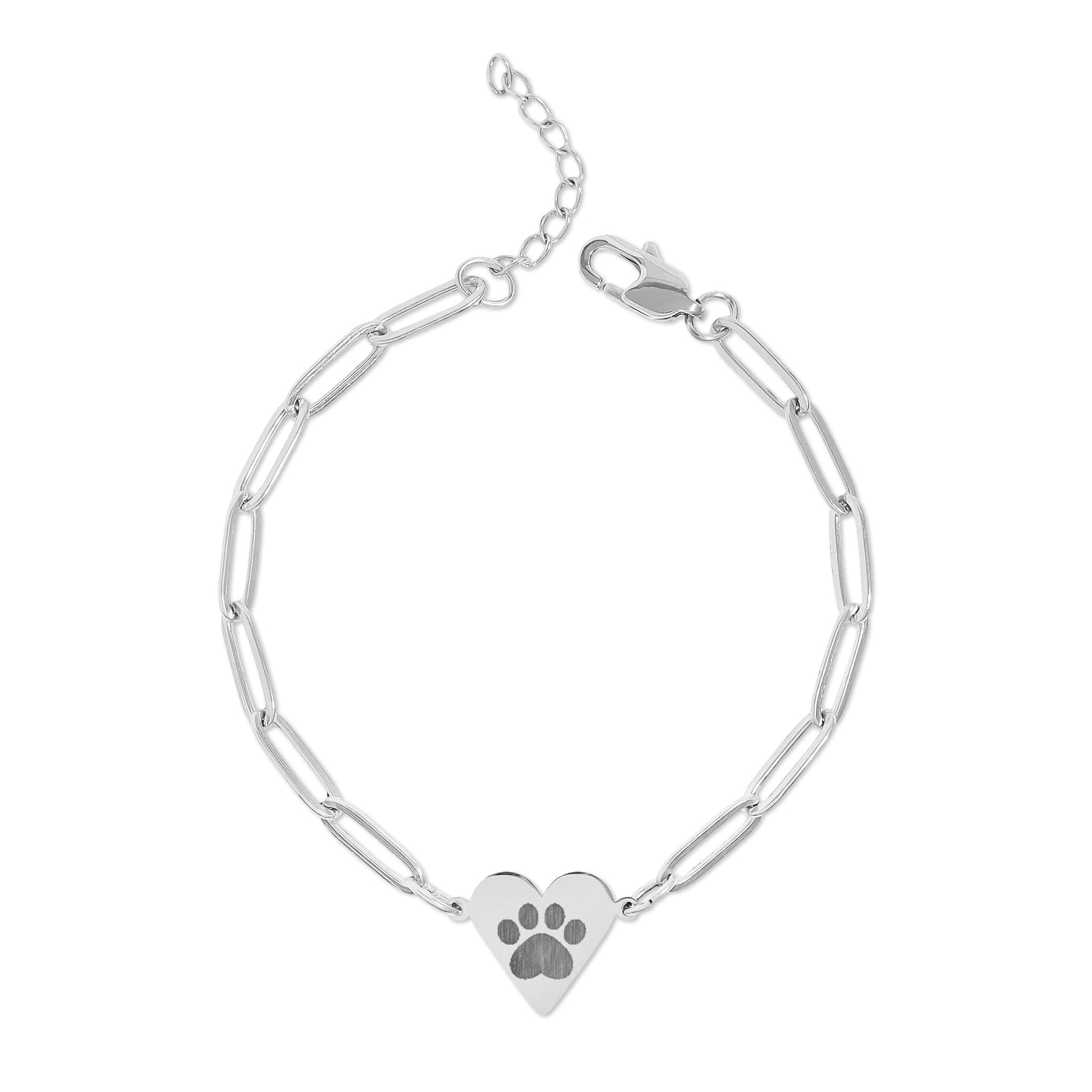 Paperclip Heart Bracelet with Paw Print