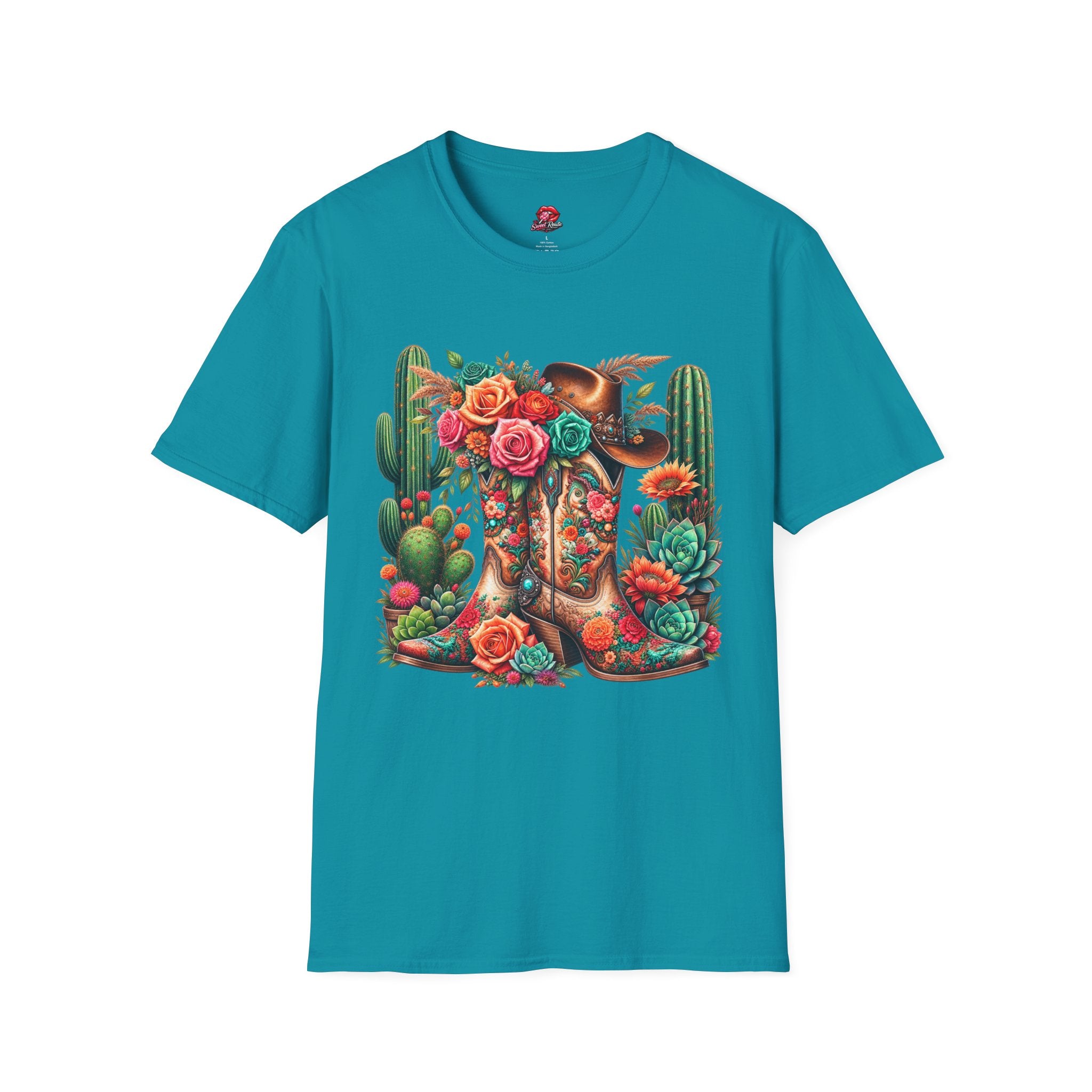 Floral Cactus Cowboy Boot T-Shirt