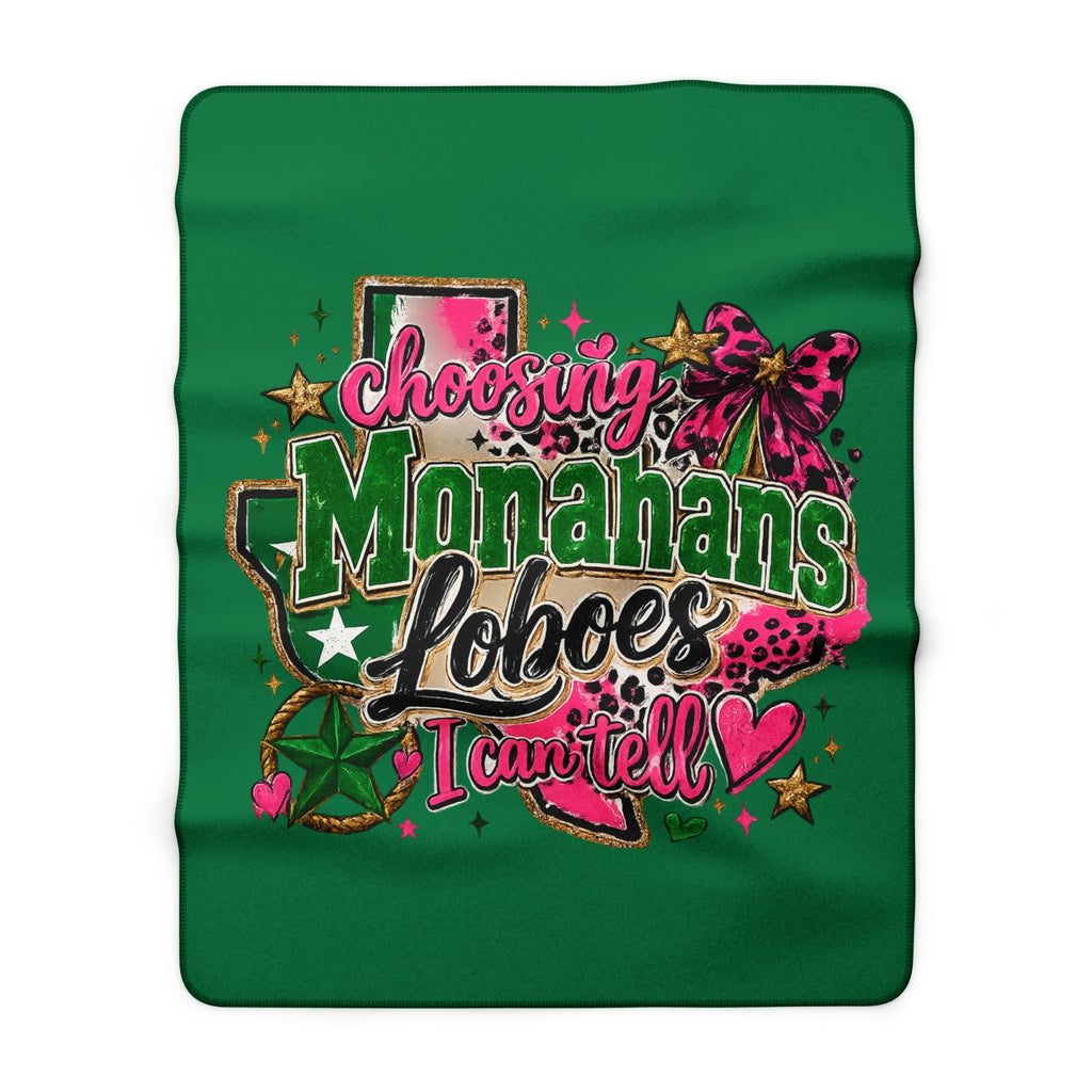 Sherpa Blanket — "Choosing Monahans Loboes I Can’t Tell" Cozy Fleece Throw