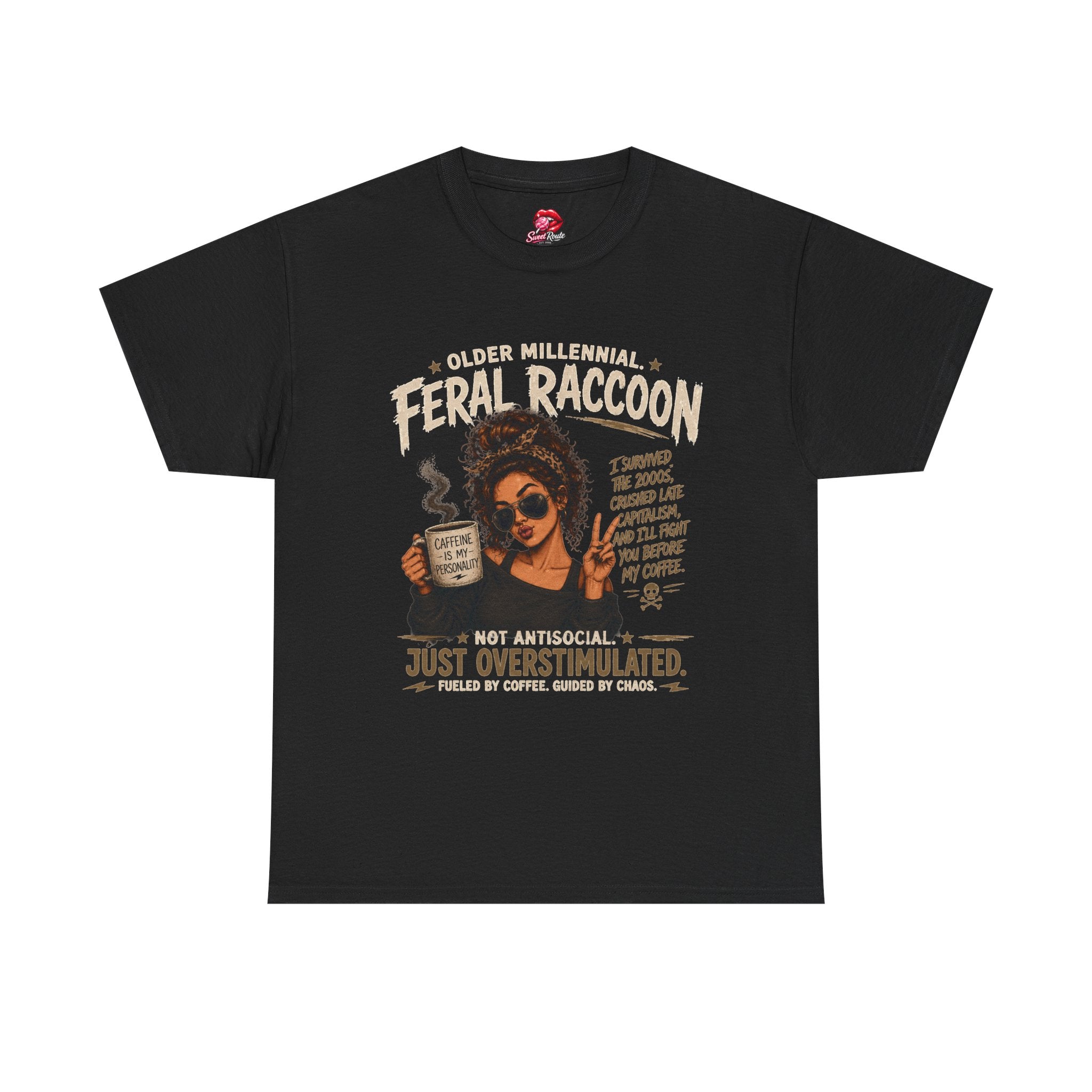 Older Millennial Feral Raccoon Tee