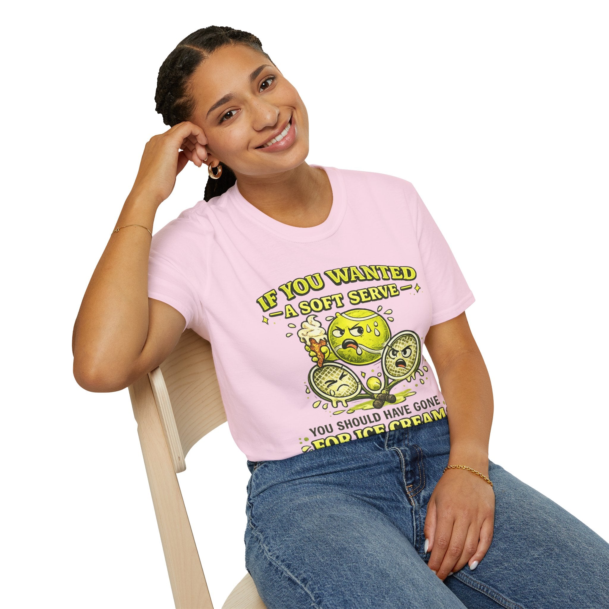 If You Wanted A Soft Serve: Funny Tennis Ball Ice Cream Graphic Tee