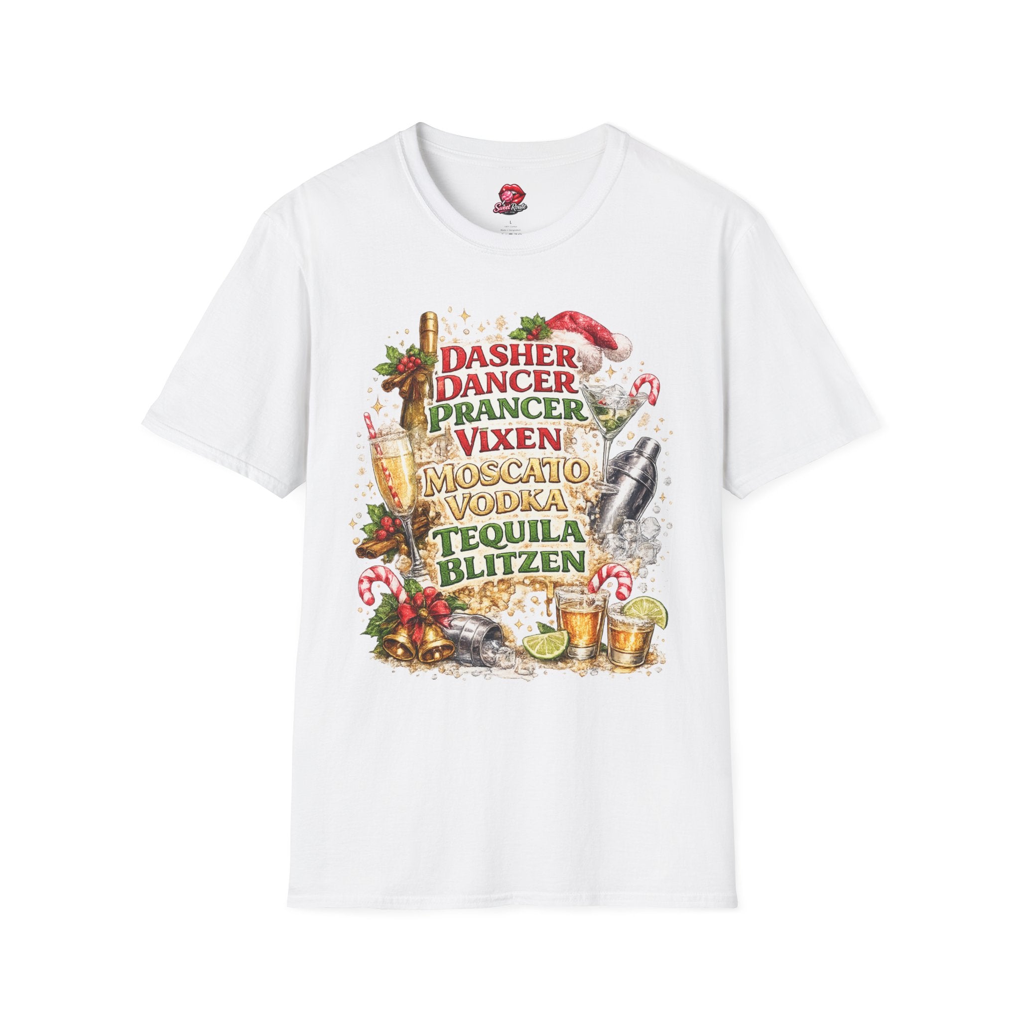 Dasher Dancer Prancer Vixen Moscato Vodka T-Shirt