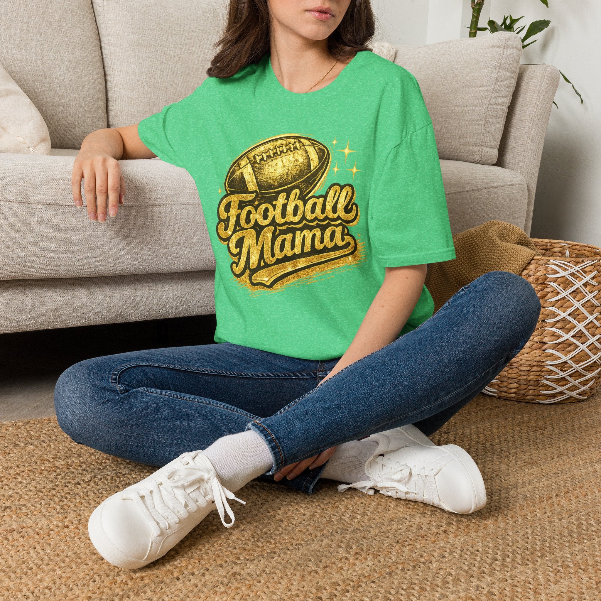 Football Mama T-Shirt — Vintage Gold Football Mom Tee