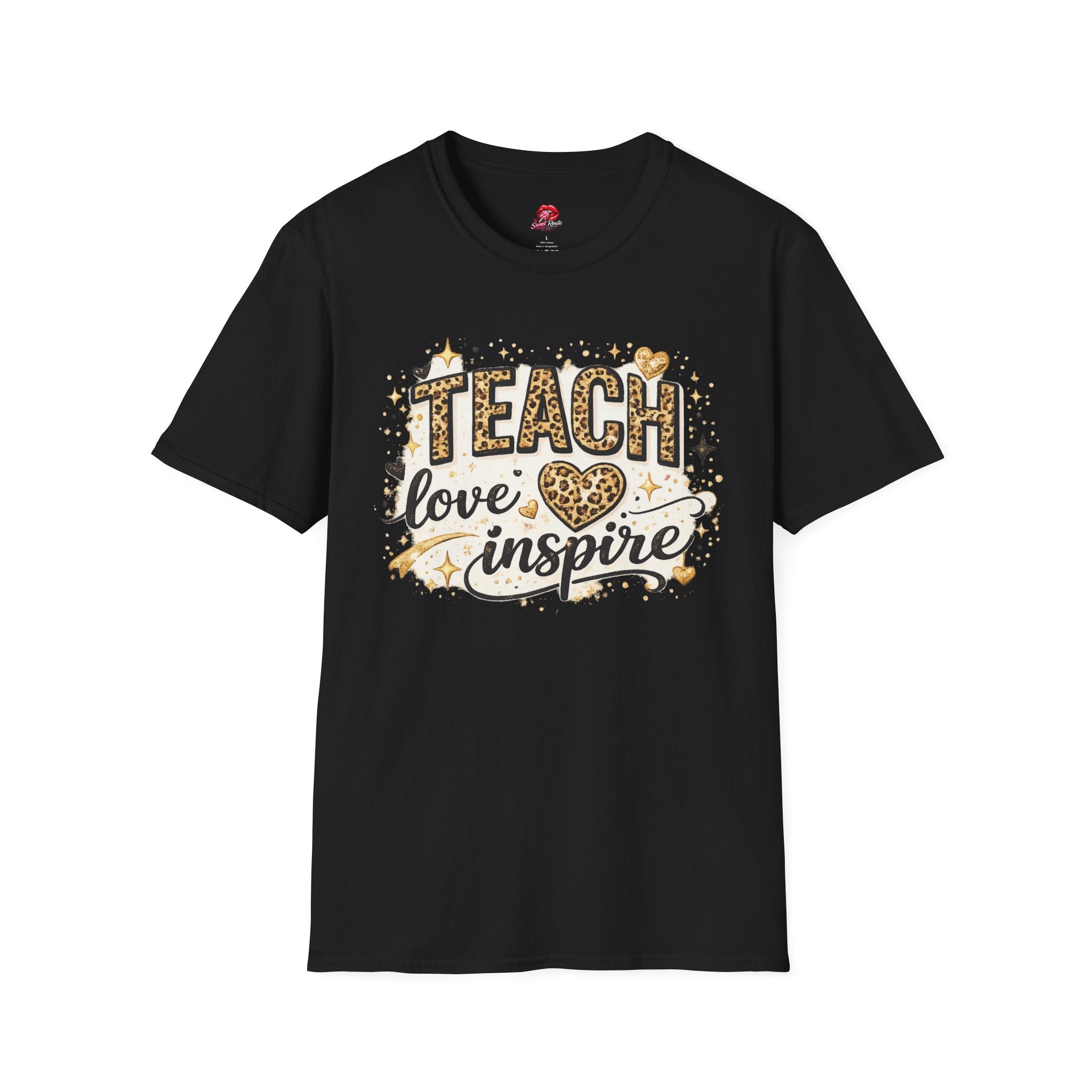 Teacher Leopard Heart T-Shirt | Teach Love Inspire Graphic Tee | Inspirational Teacher Shirt