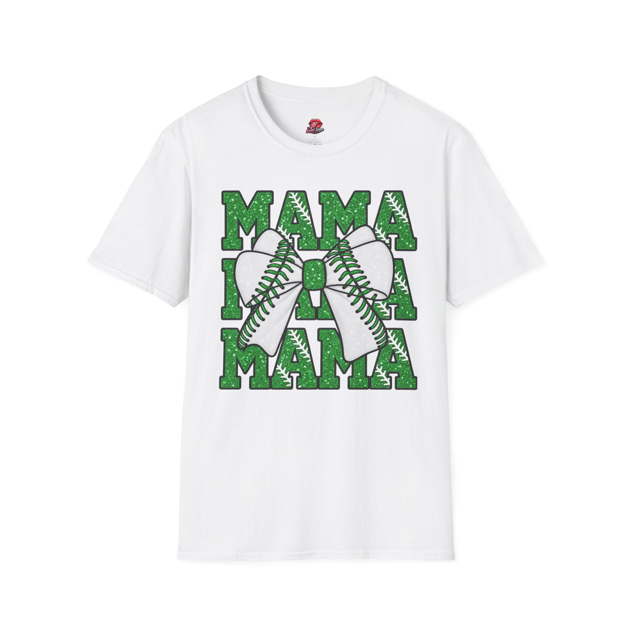 Green Glitter Mama Baseball Tee