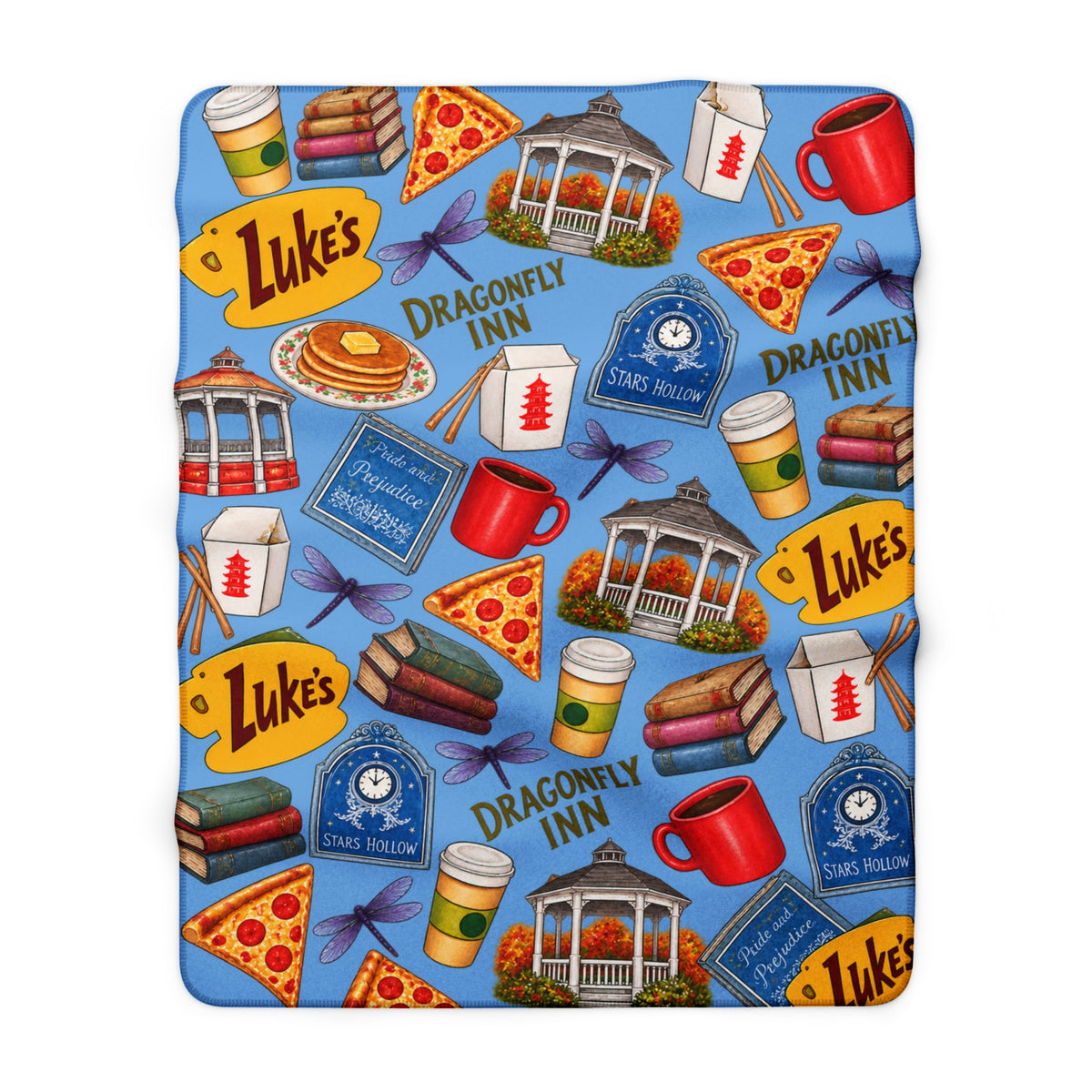 Cozy Pop Culture Diner Pattern GG Sherpa Blanket
