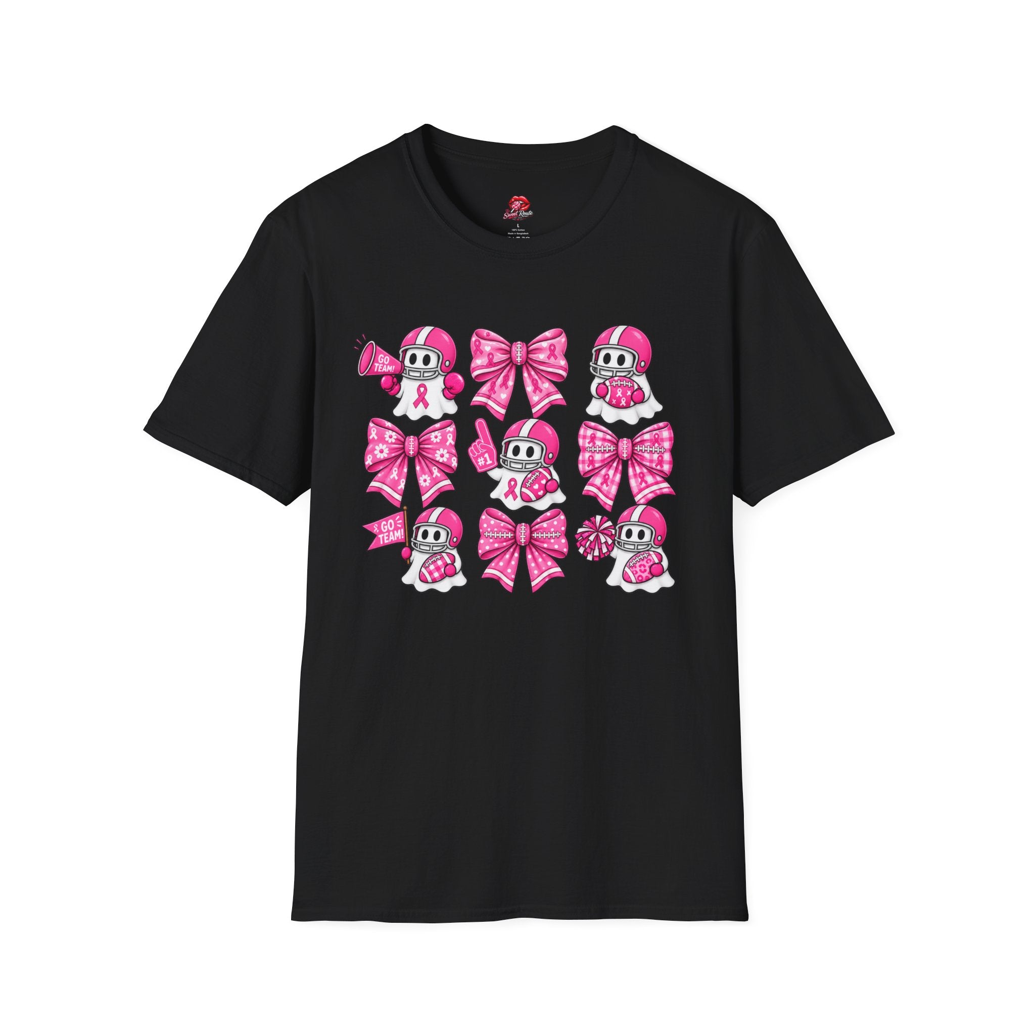 Breast Cancer Awareness Ribbon & Cute Helmet Ghosts T-Shirt