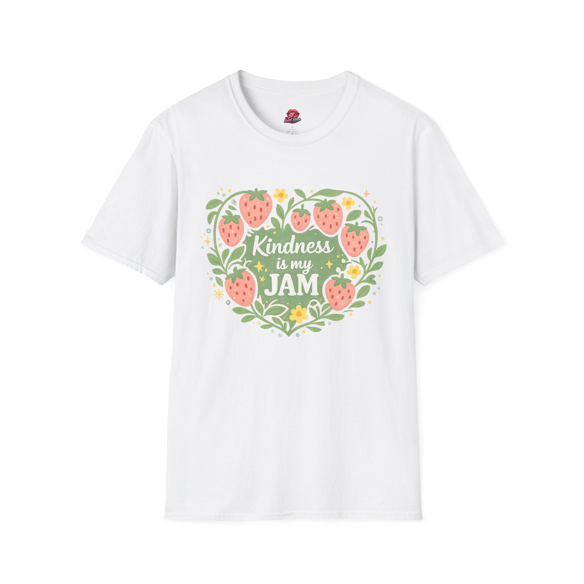 T-Shirt — "Kindness Is My Jam" Strawberry Graphic Tee