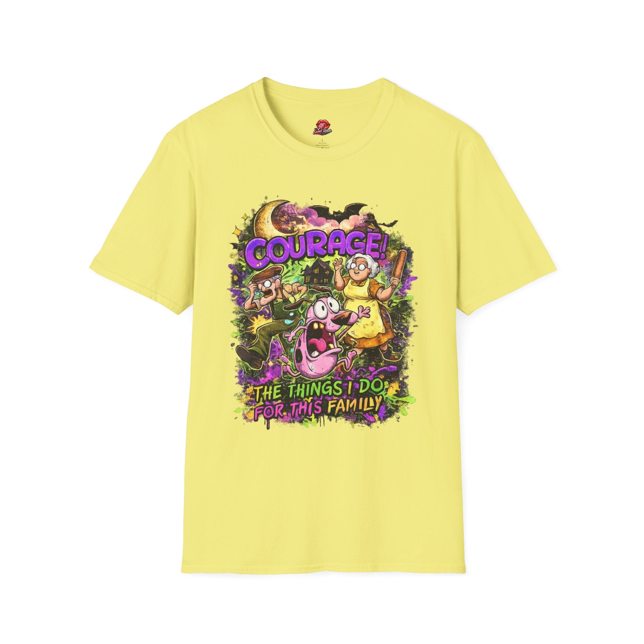 Courage! Graphic T-Shirt — Retro Cartoon Family TV Print