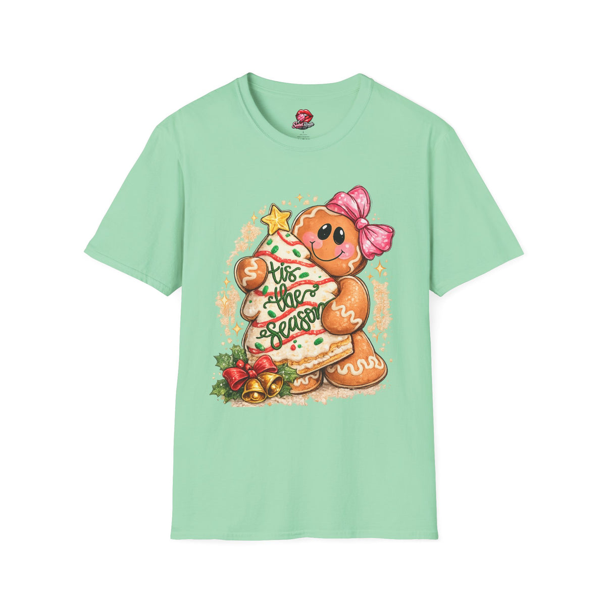 Gingerbread Girl Holding Christmas Tree T-Shirt