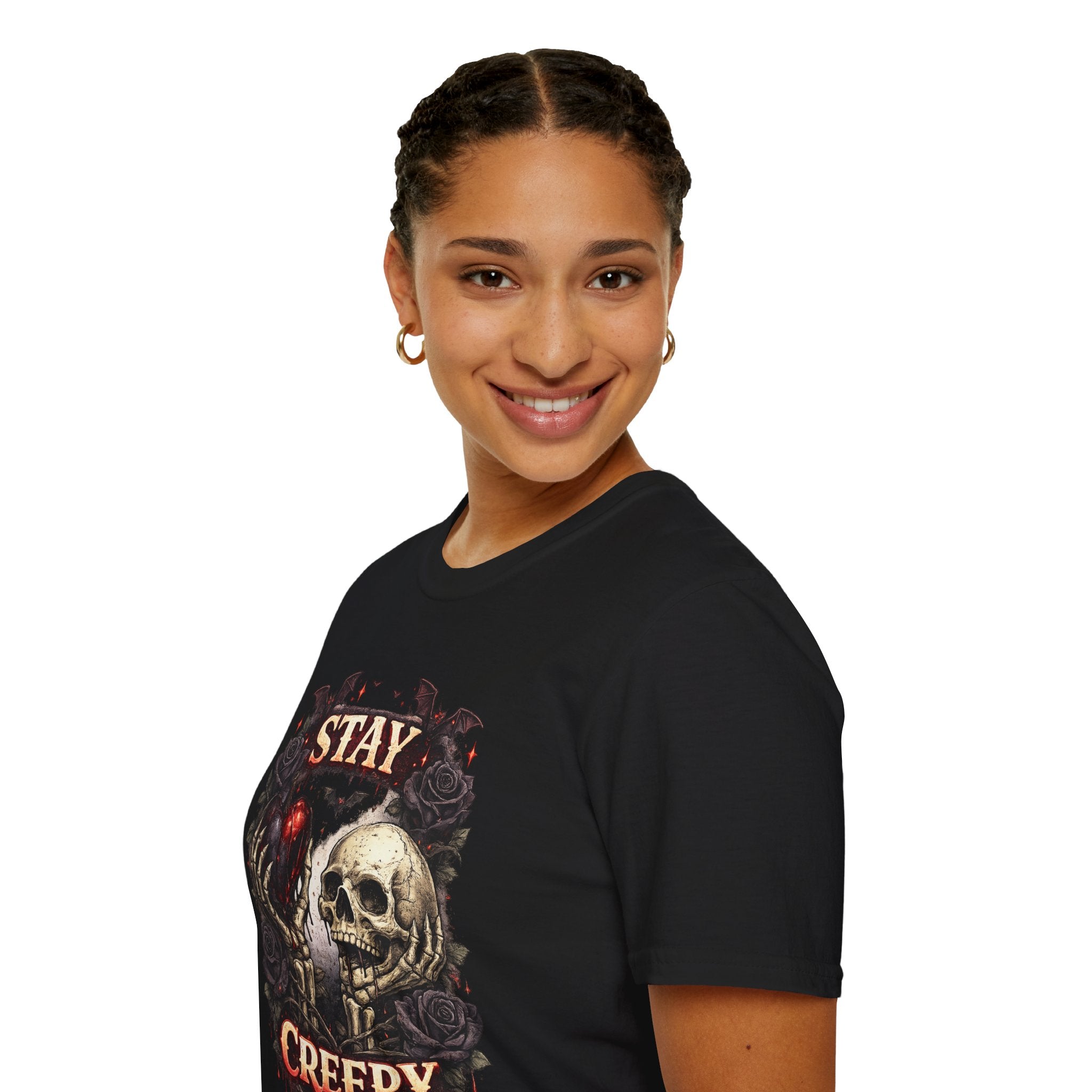 Stay Creepy Skull Heart T-Shirt | Gothic Halloween Skull Tee | Spooky Season Graphic Shirt | Dark Academia Halloween | Horror Lover Gift