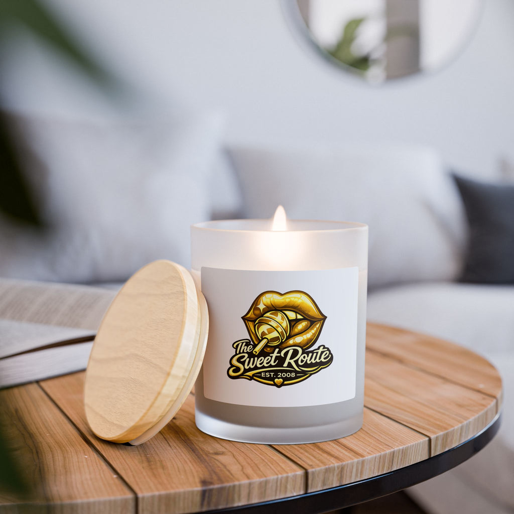 Gold Sweet Route Frosted Glass Candle, 11oz
