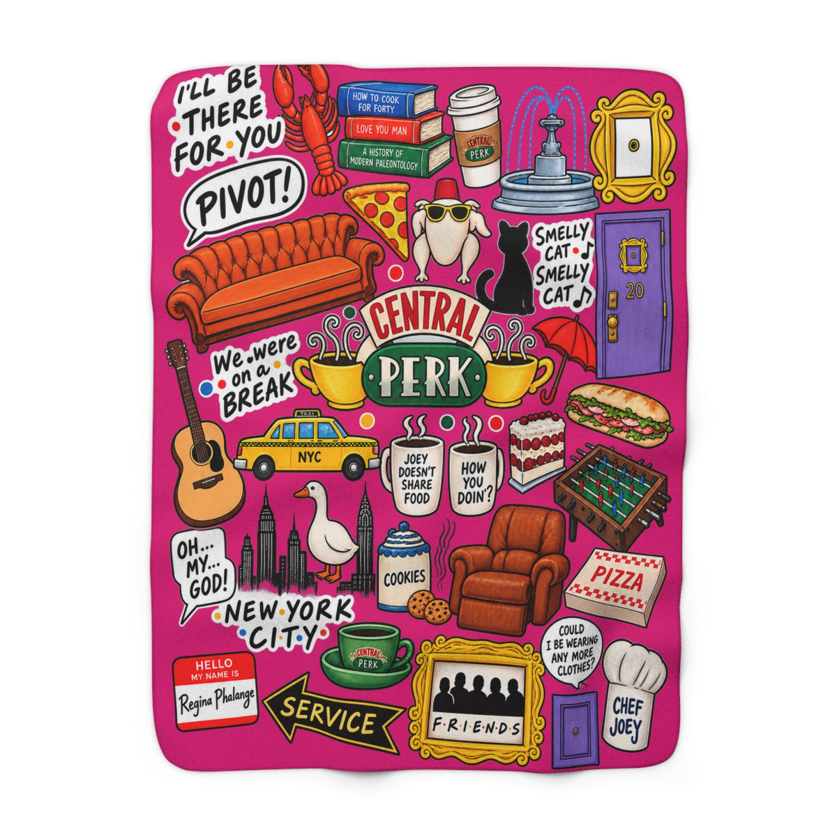 Central Perk Collage Sherpa Blanket