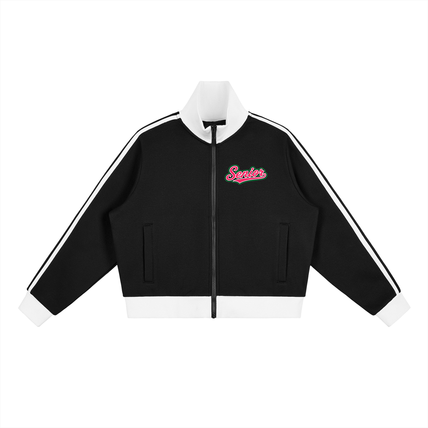 Senior 2027 Stripe Fleece Cropped Track Jacket