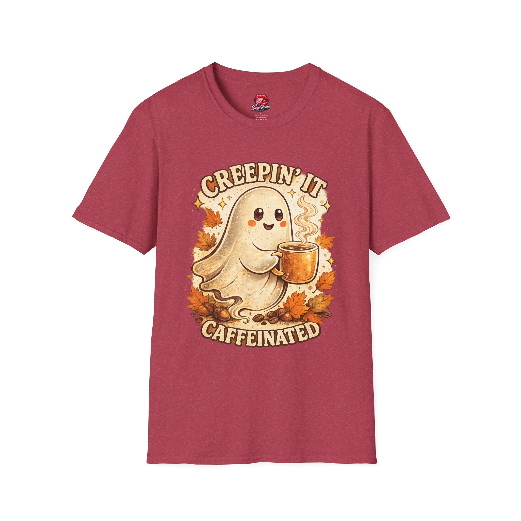Creepin' It Ghost Coffee Shirt | Cute Halloween Coffee Tee | Fall Ghost Graphic T-Shirt | Spooky Season Coffee Lover Gift