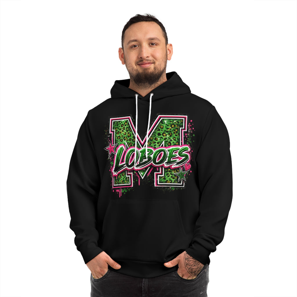 Loboes Graphic Hoodie — Leopard M Print with Pink Graffiti