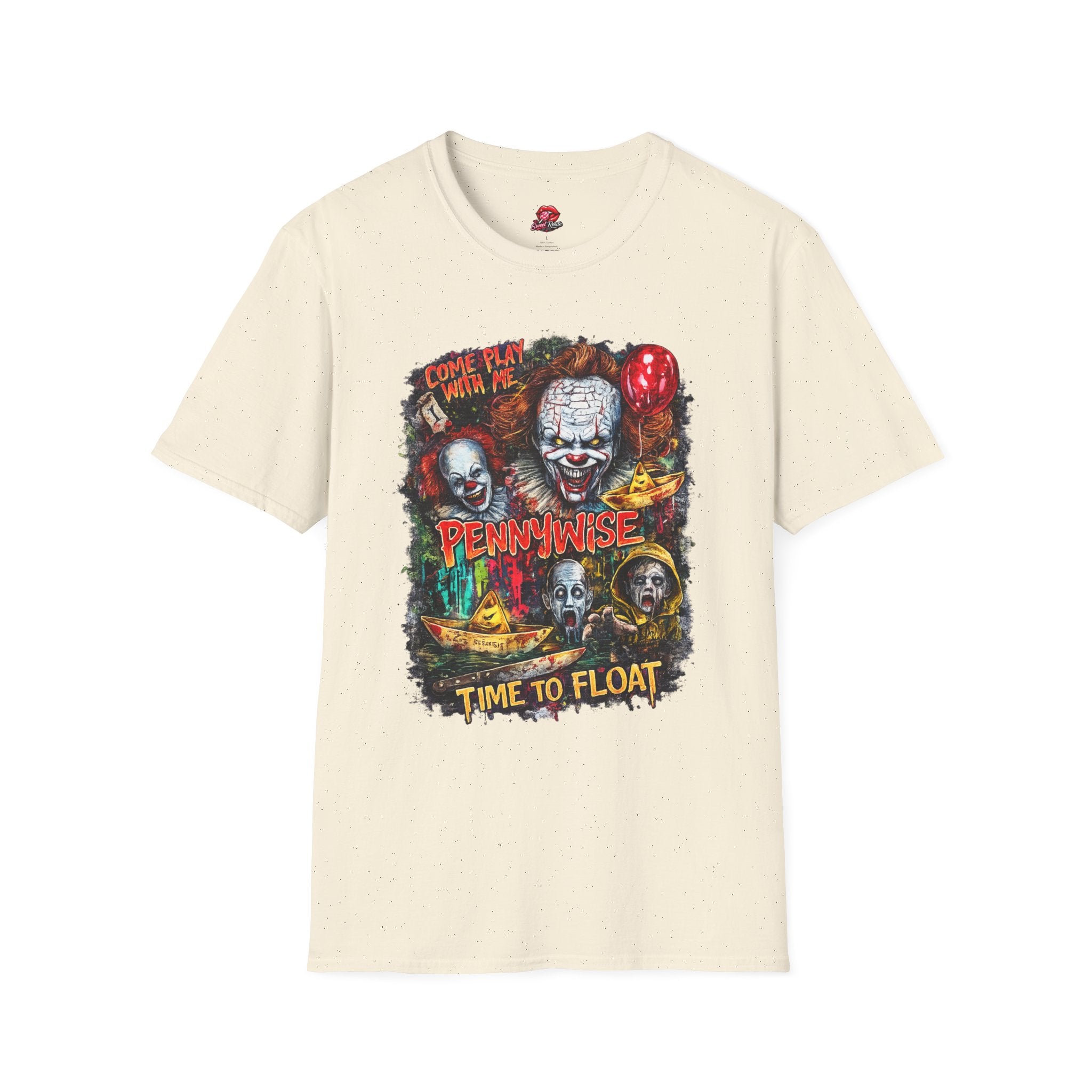 Come Play With Me Pennywise Shirt | Retro Horror Movie T-Shirt | Vintage Creepy Clown Halloween Graphic Tee | Spooky Halloween Shirt