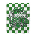 Monahans Loboes Green Check Sherpa Blanket