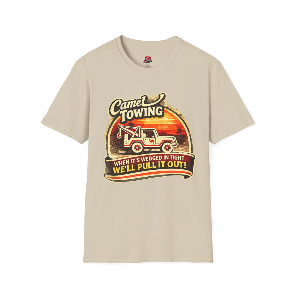 Camel Towing T-Shirt — "When It's Wedged In Tight, We'll Pull It Out" Vintage Tow Truck Tee