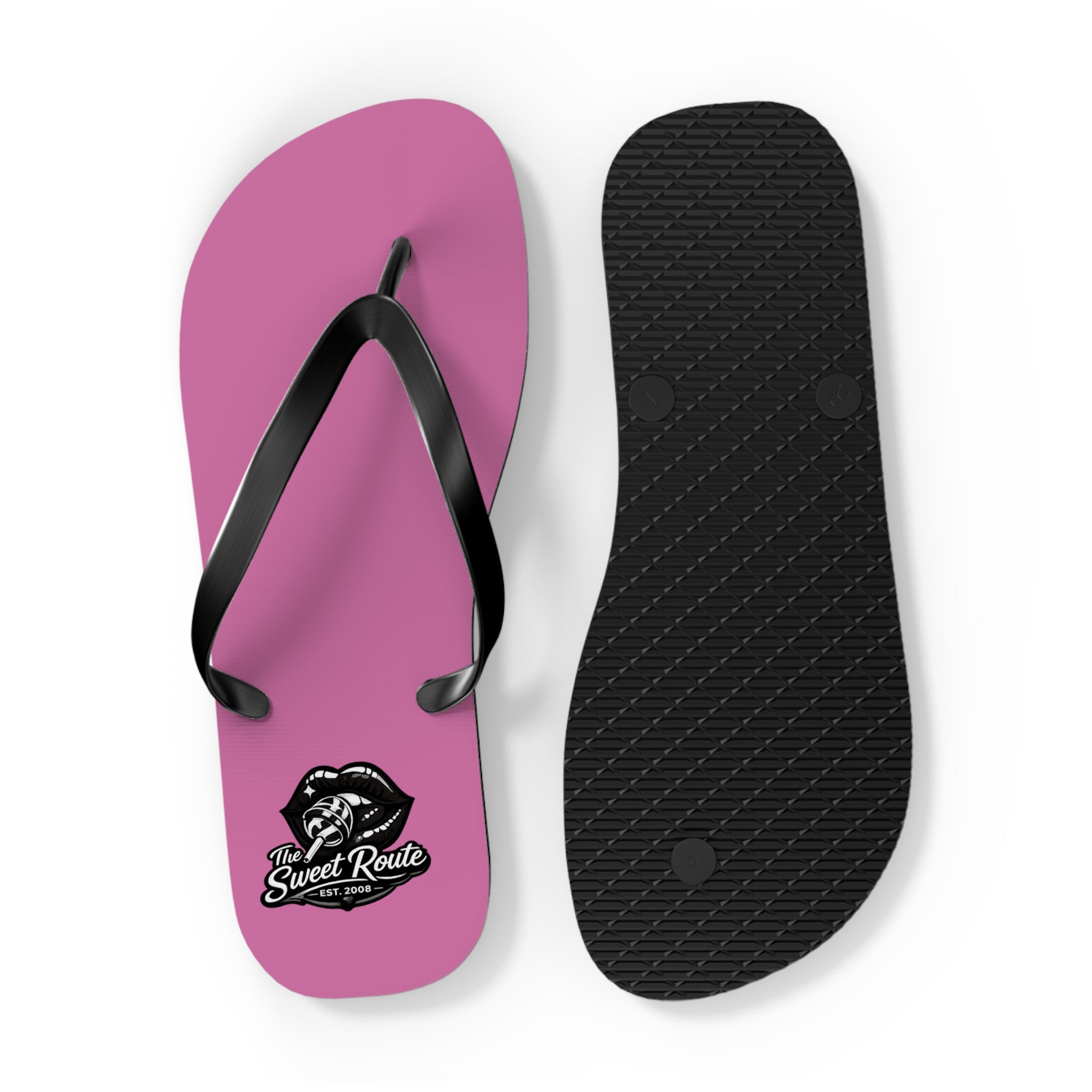 Pink Sweet Route Logo Beach Sandals