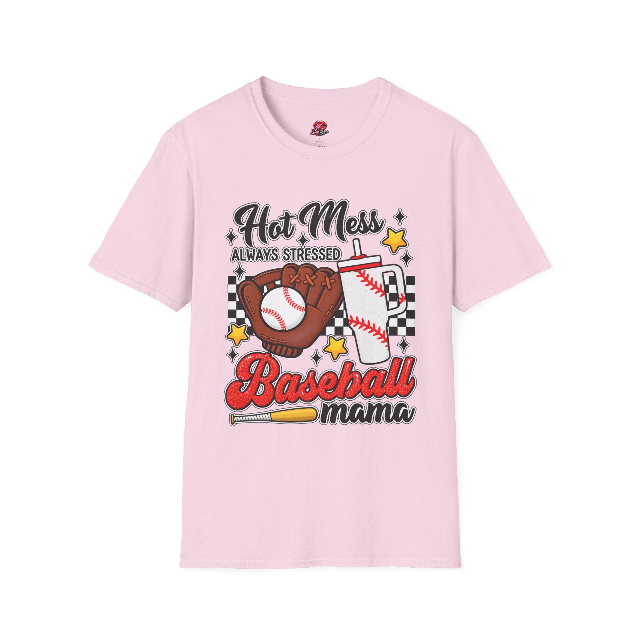 Hot Mess, Always Stressed Baseball Mom Tee