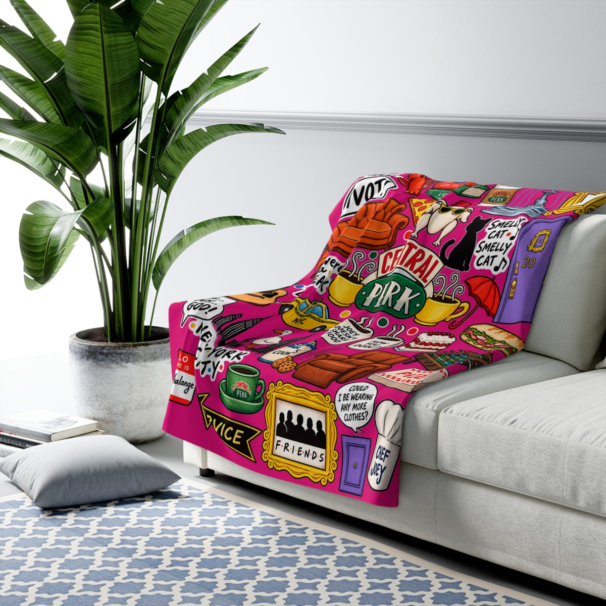 Central Perk Collage Sherpa Blanket