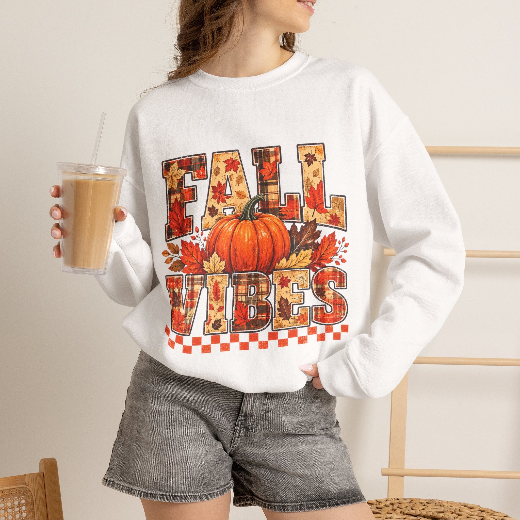 Pumpkin & Leaves Fall Vibes Crewneck