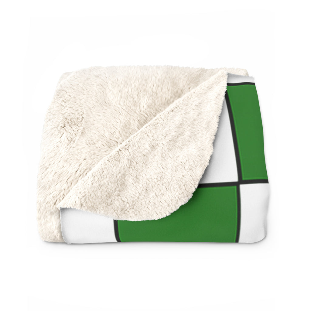 Senior 2027 Sherpa Fleece Blanket – Green Checkerboard Graduation Throw