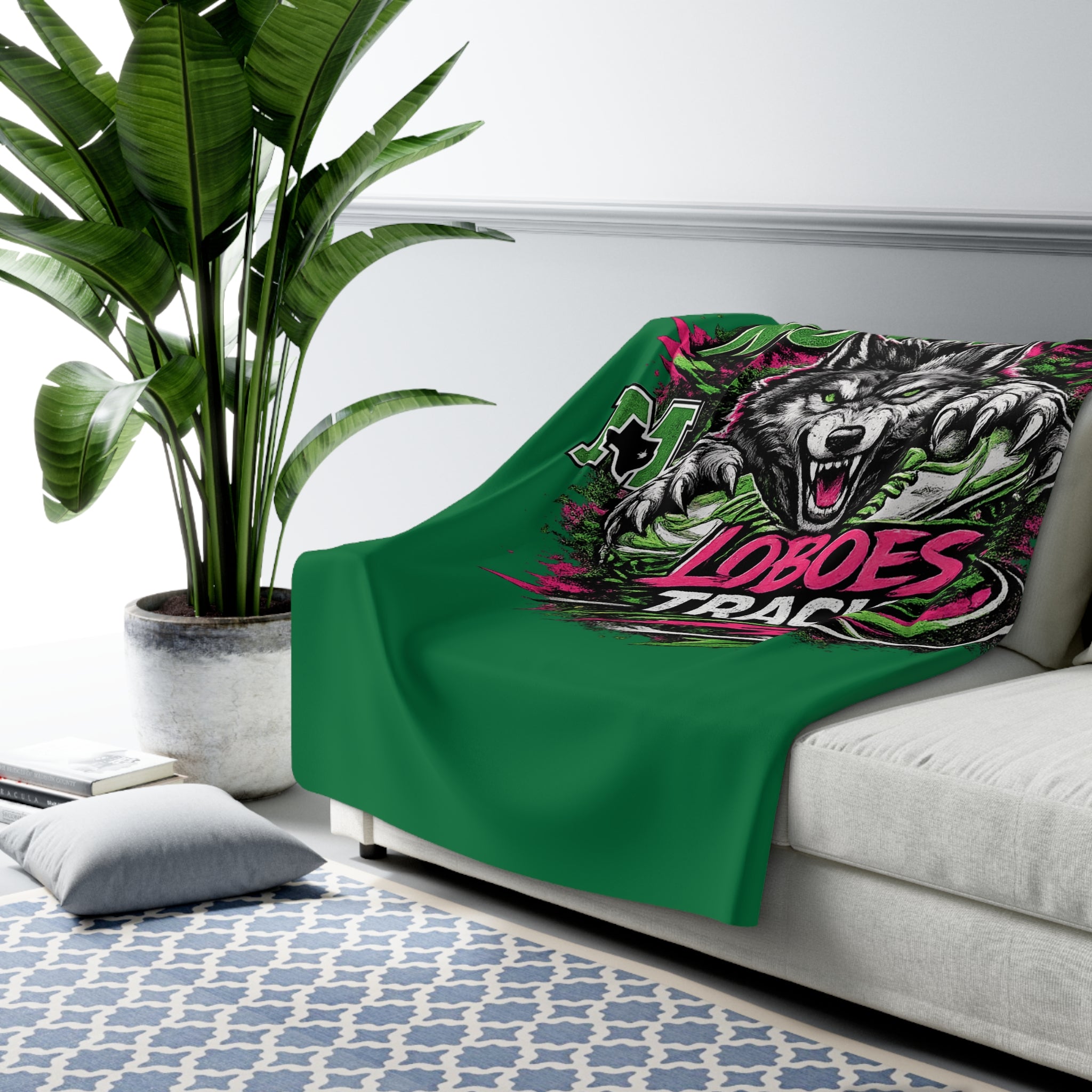 Monahans Loboes Track Sherpa Blanket