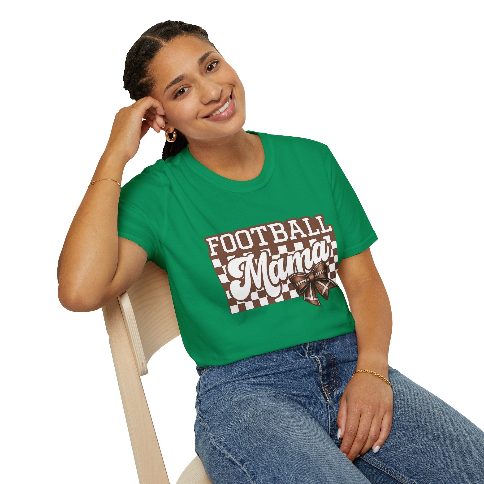 Football Mama T-Shirt | Vintage Brown Checkered Football Mom Tee | Game Day Shirt