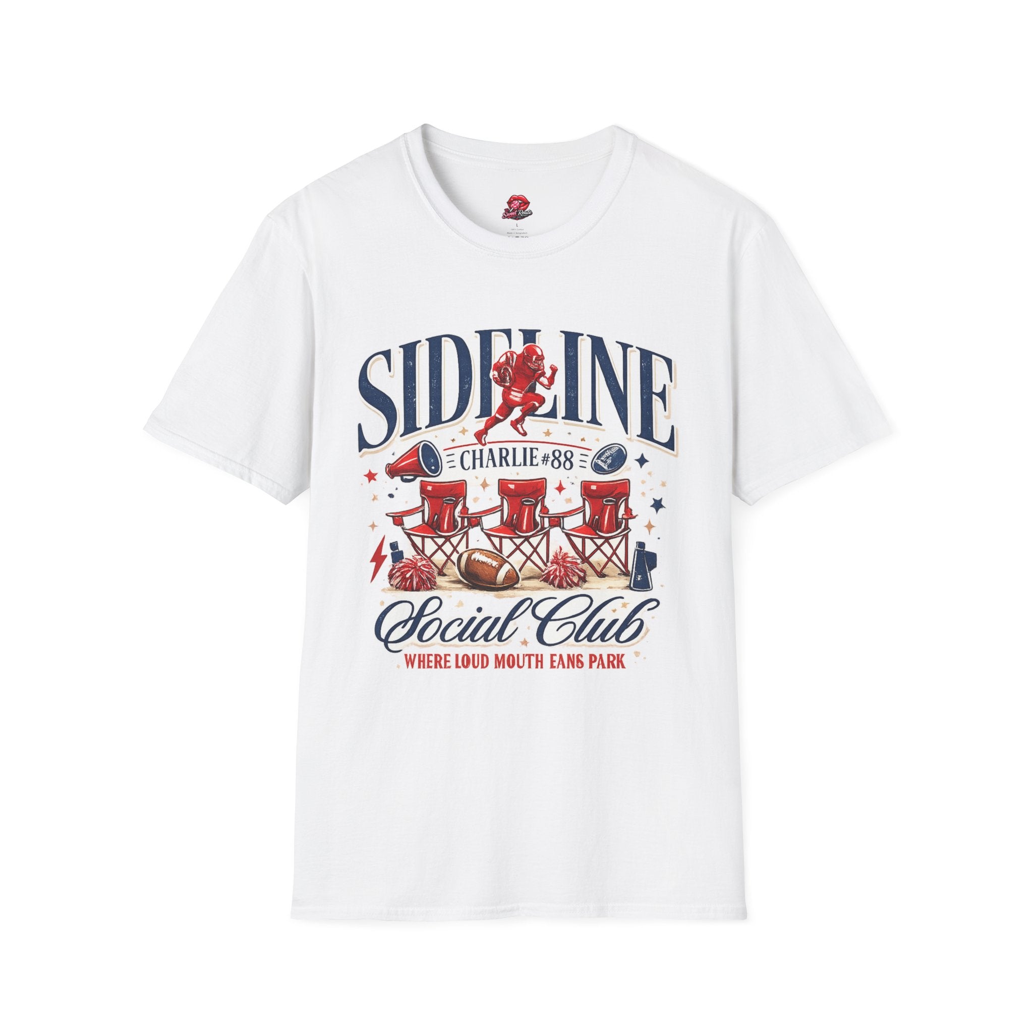 Sideline Social Club T-Shirt | Retro Football Game Day Tee | Football Fan Graphic Shirt