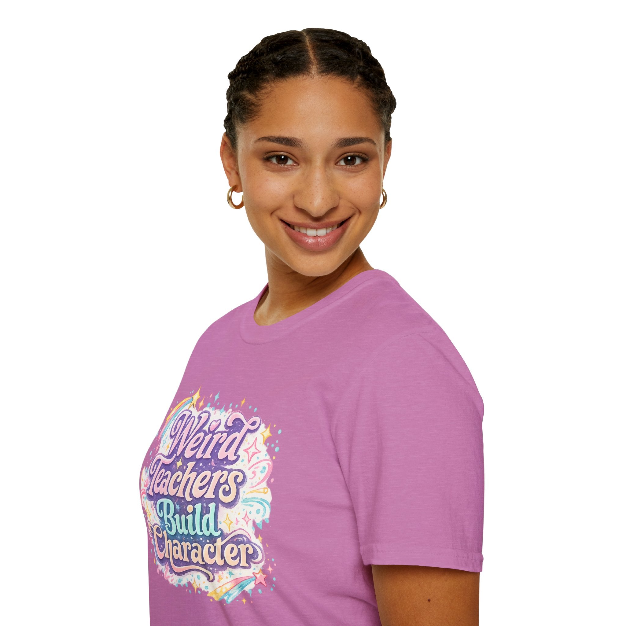 Weird Teachers Build Character T-Shirt | Funny Teacher Graphic Tee | Cute Retro Educator Shirt