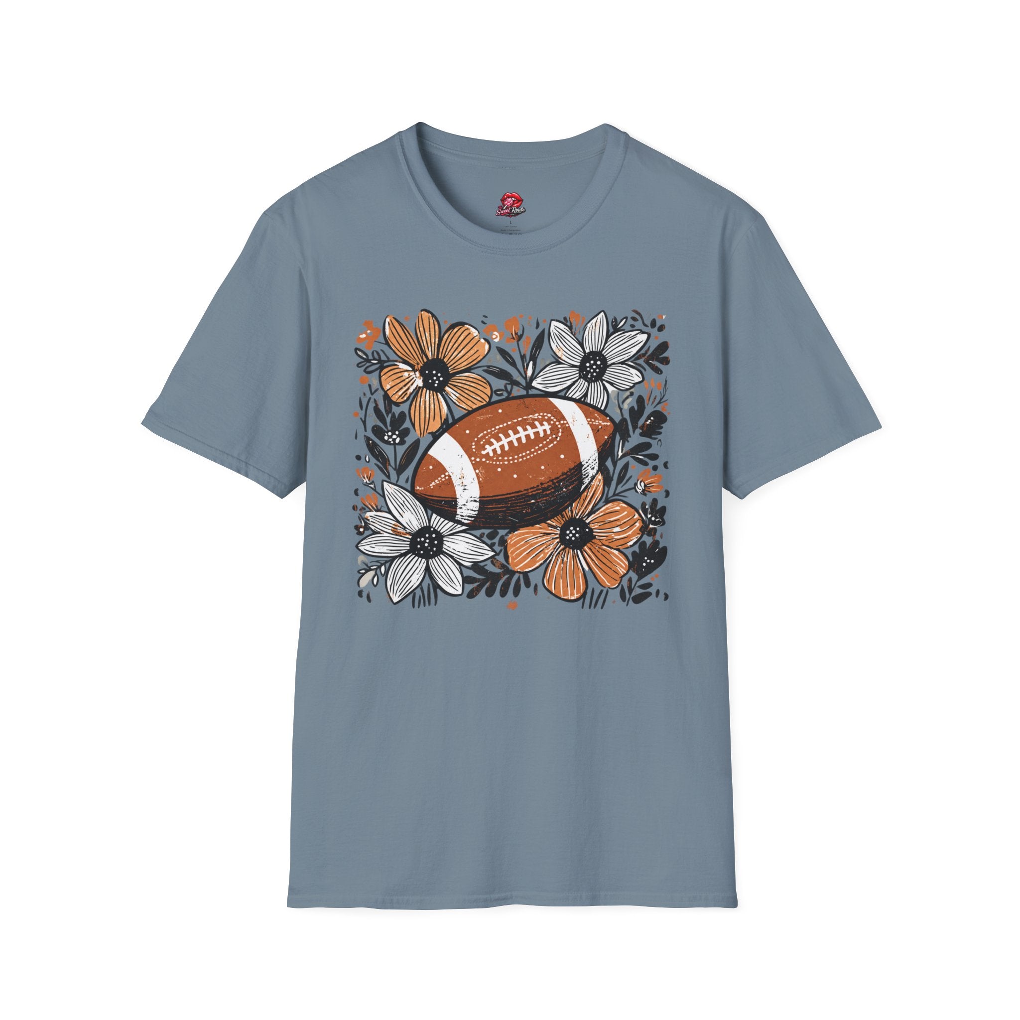 Floral Football T-Shirt — Vintage Fall Game Day Tee