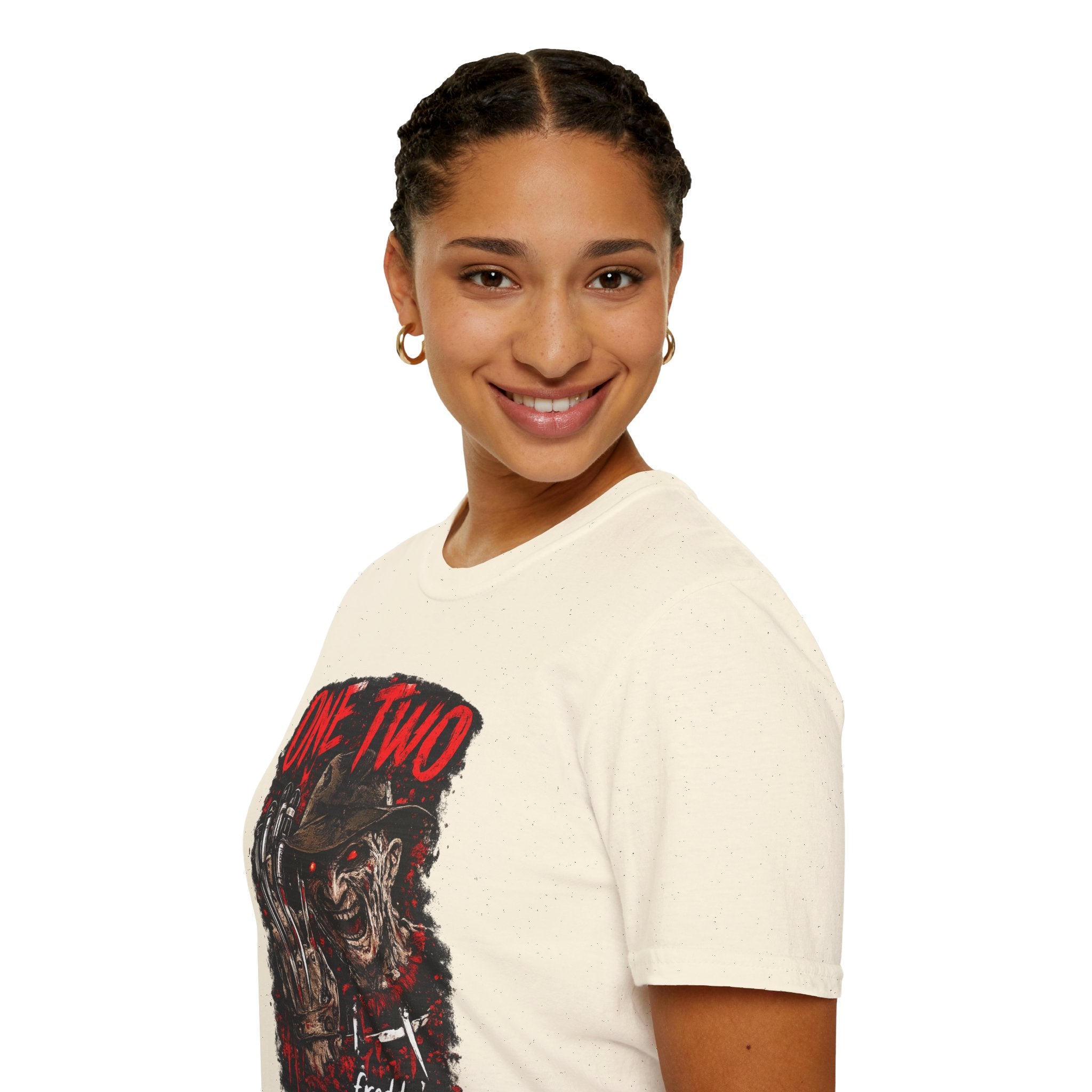 One Two Horror Graphic T-Shirt | Retro Slasher Inspired Halloween Tee | Vintage Creepy Graphic Shirt | Spooky Season Horror Fan Gift