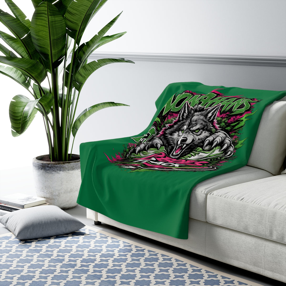 Monahans Loboes Track Sherpa Blanket