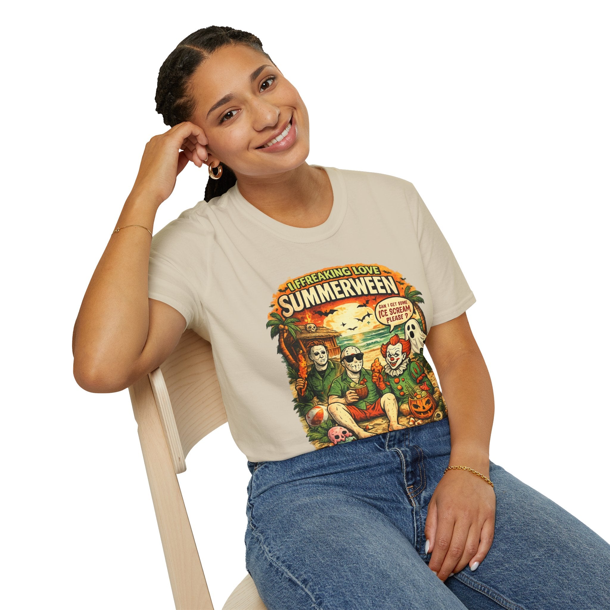 Summerween Horror Movie T-Shirt | I Freaking Love Summerween Tee | Retro Halloween Beach Shirt | Spooky Summer Graphic Tee | Horror Fan Gift
