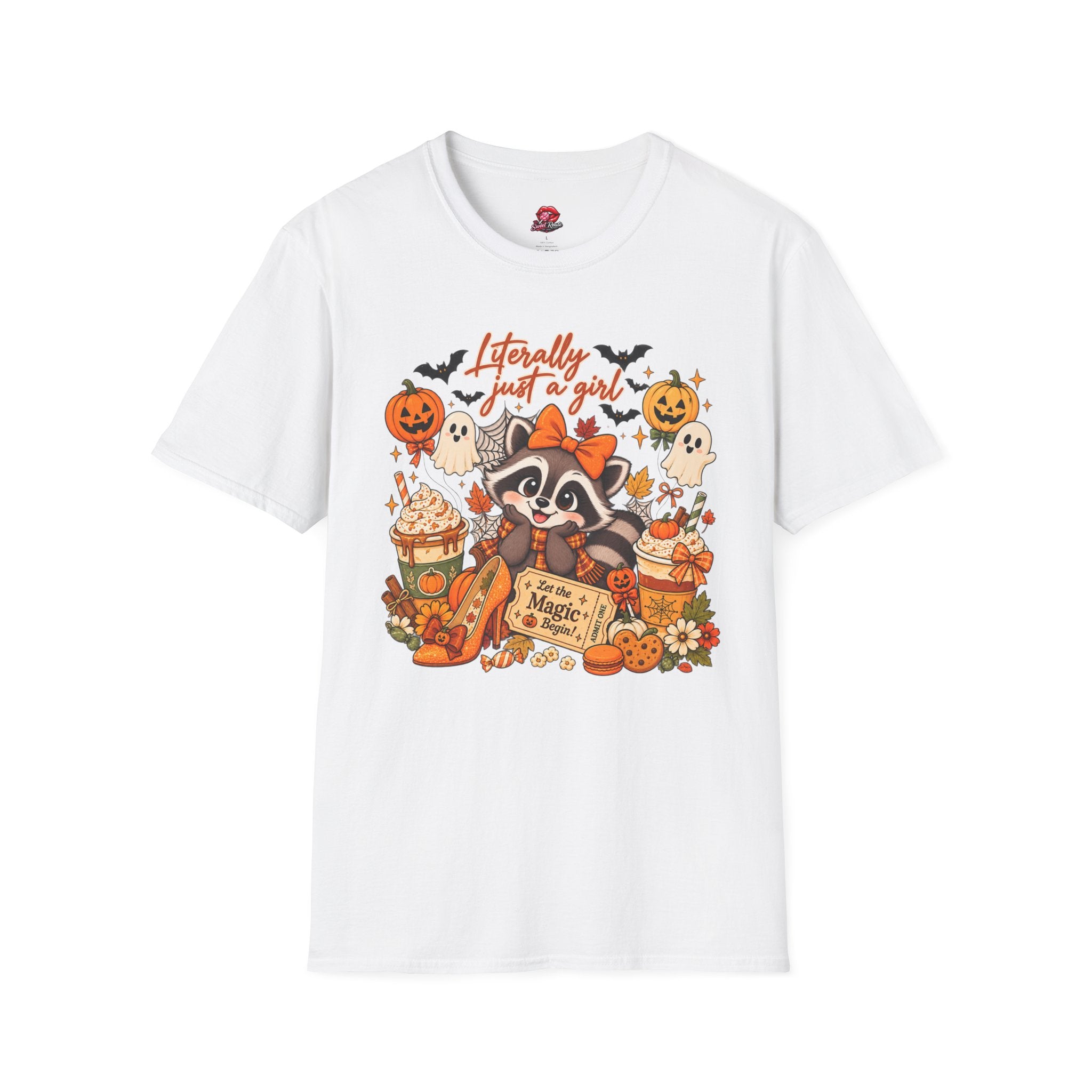 Halloween Just A Girl Raccoon Tee