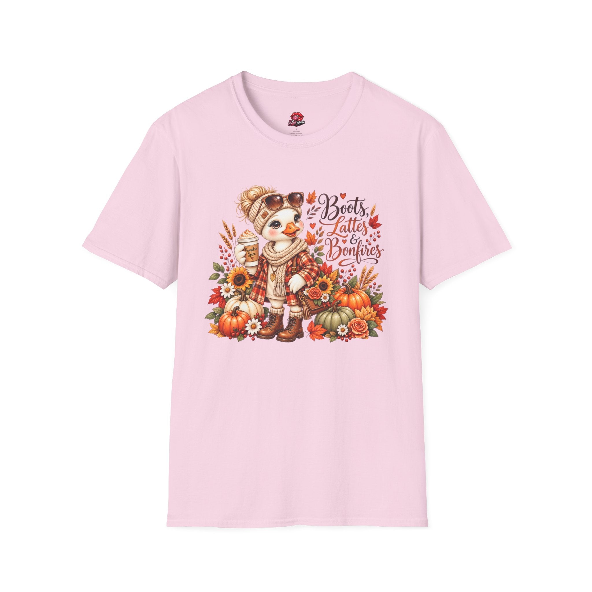 Boots, Lattes & Bonfires Cute Fall T-Shirt