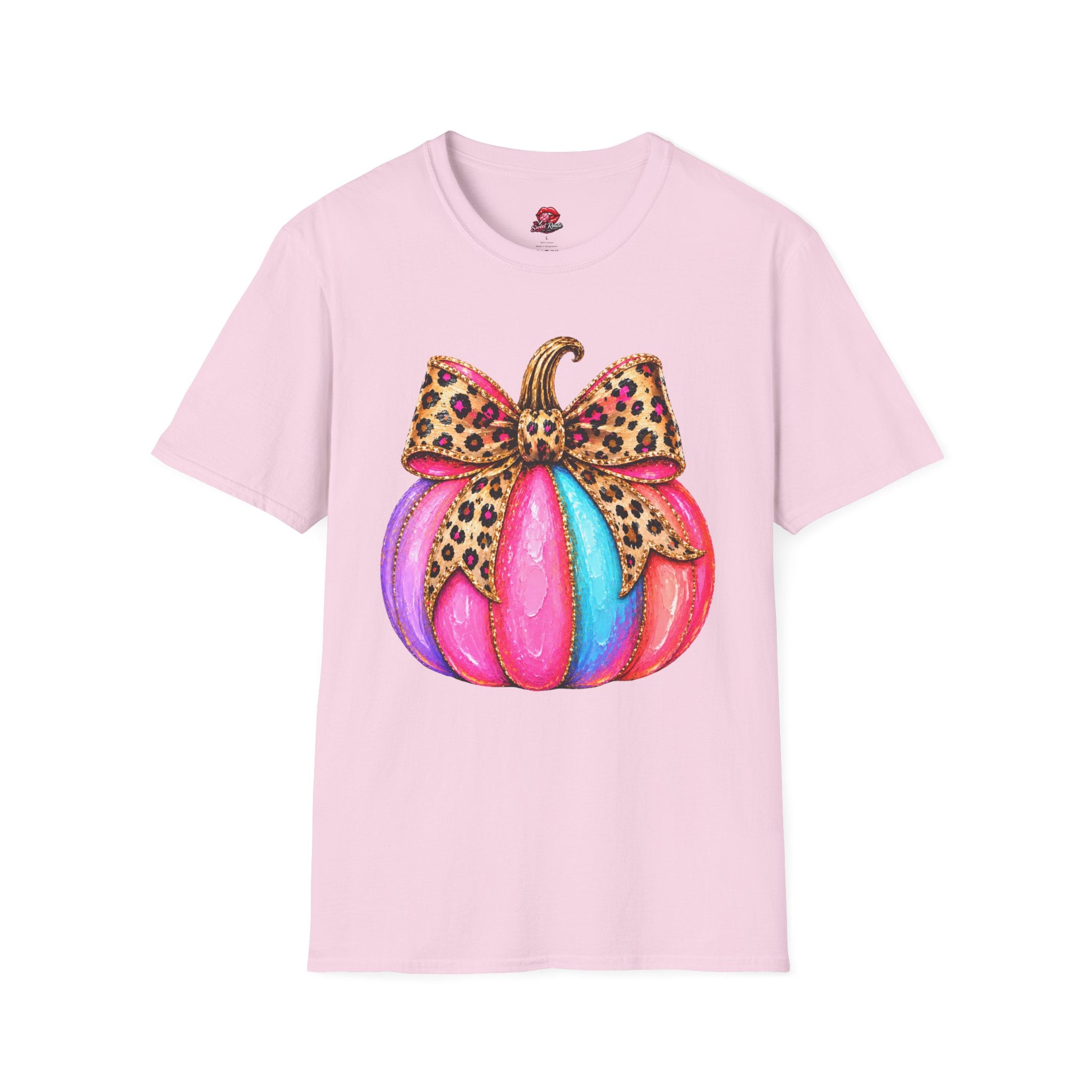 Leopard Bow Rainbow Pumpkin T-Shirt