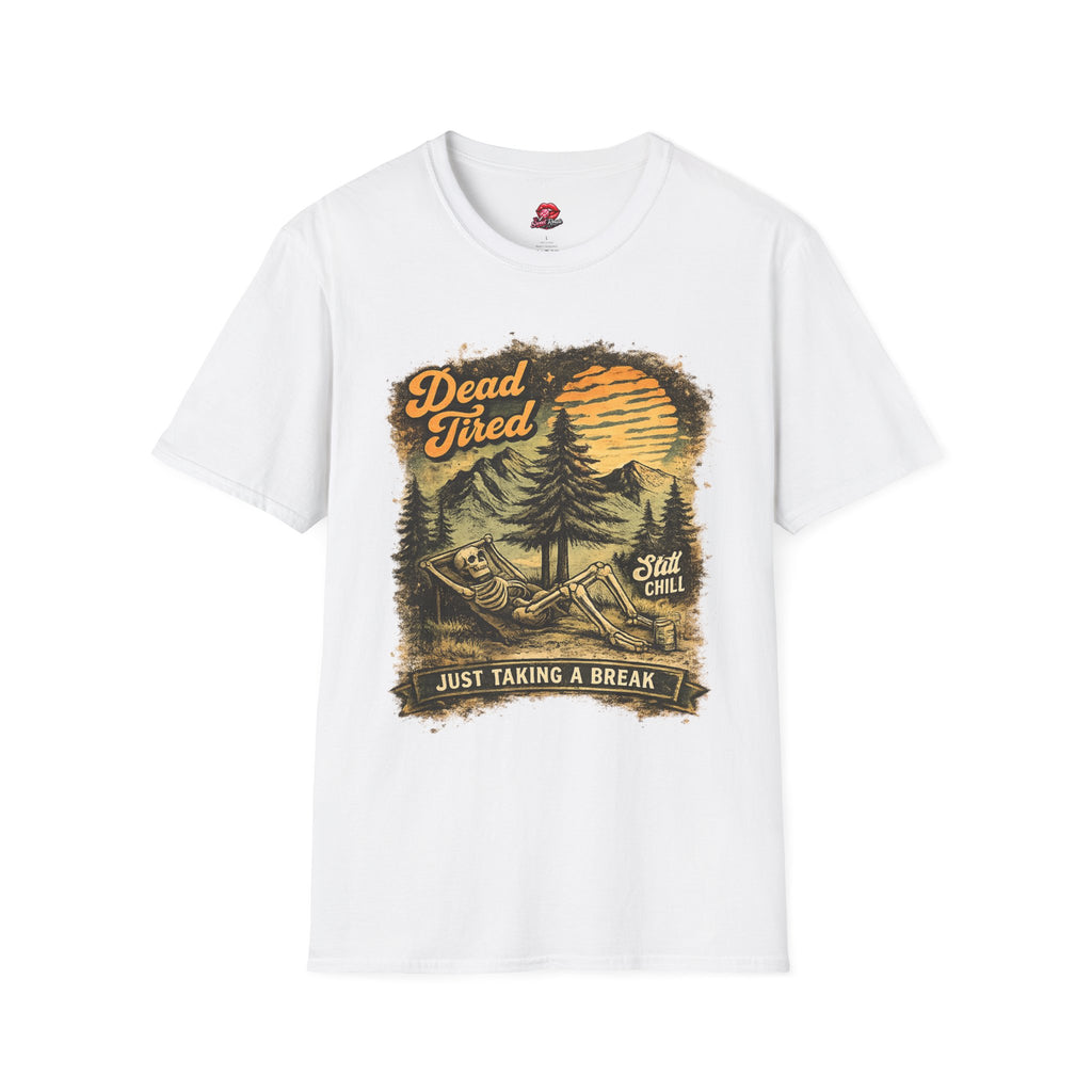 Dead Tired Vintage Camping Tee with Sunset Pines