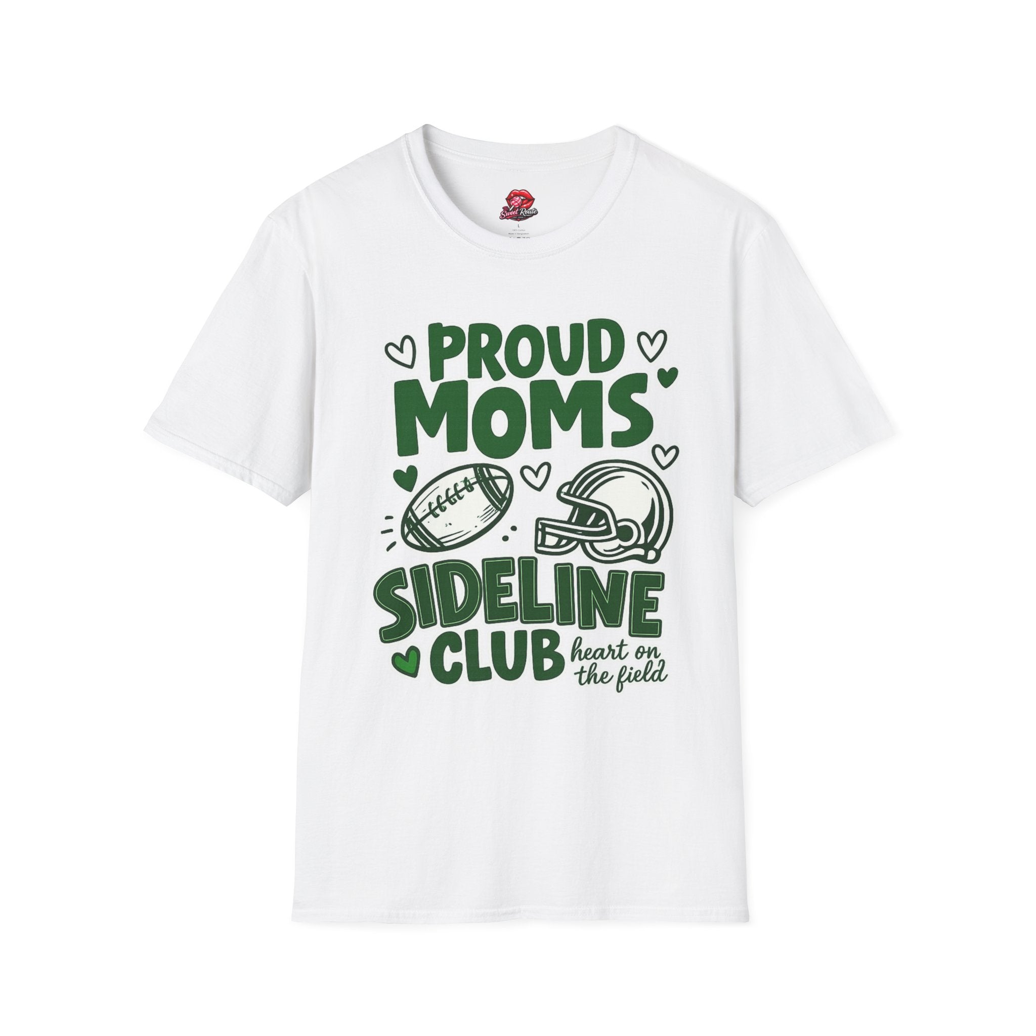 Proud Moms Sideline Club Football Mom T-Shirt | Game Day Graphic Tee | Cute Football Season Mom Shirt