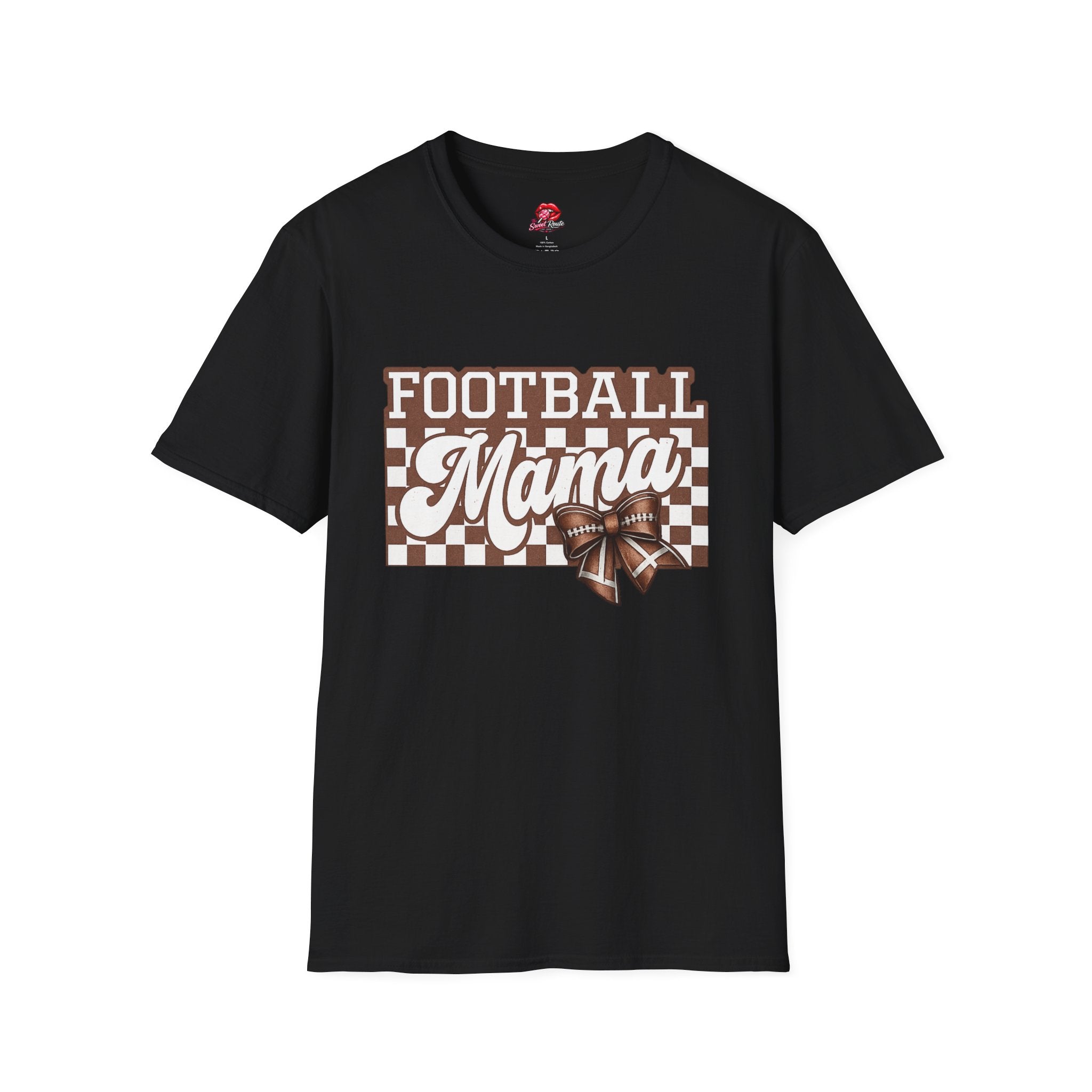 Football Mama T-Shirt | Vintage Brown Checkered Football Mom Tee | Game Day Shirt