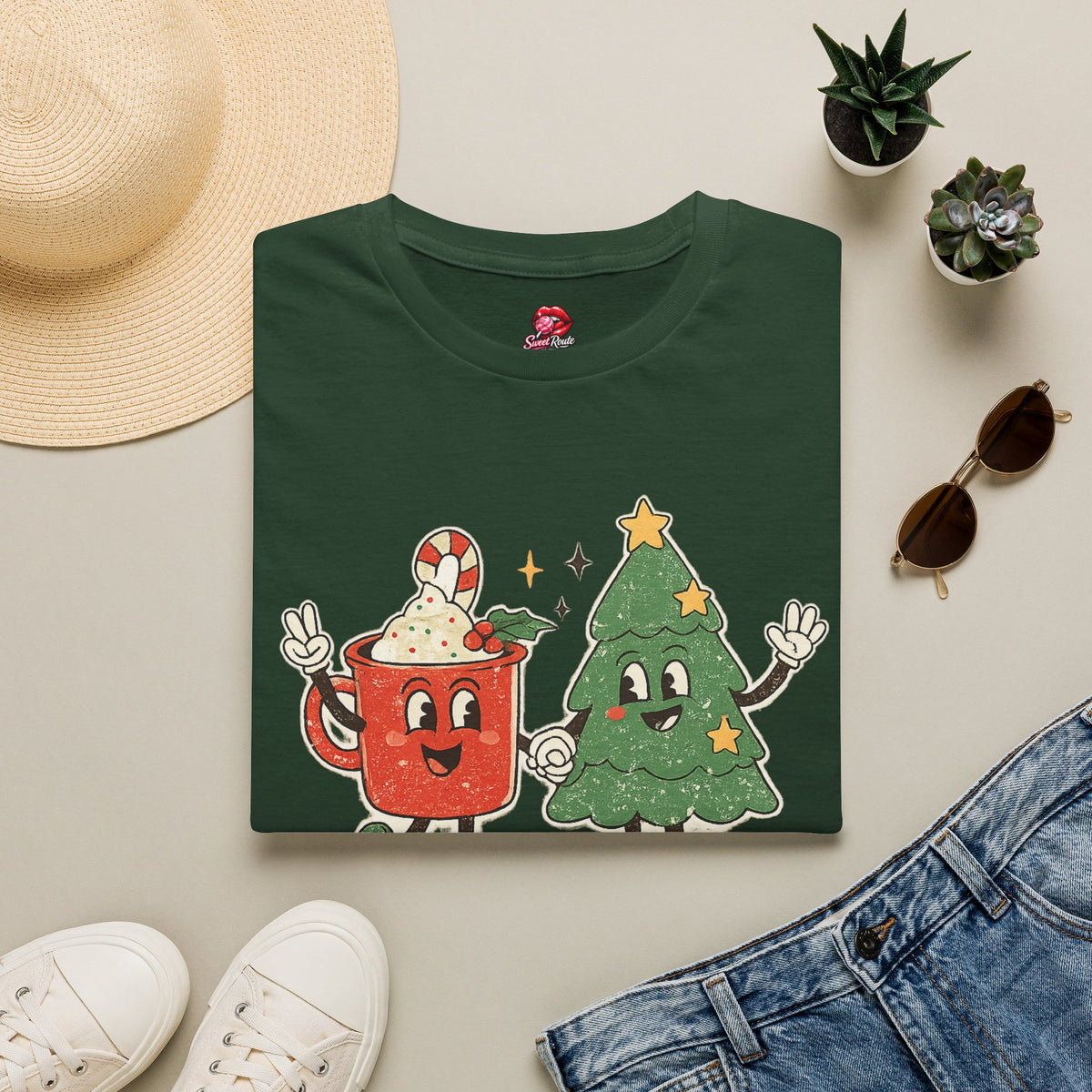 Feelin' Jolly mug and Christmas tree T-Shirt