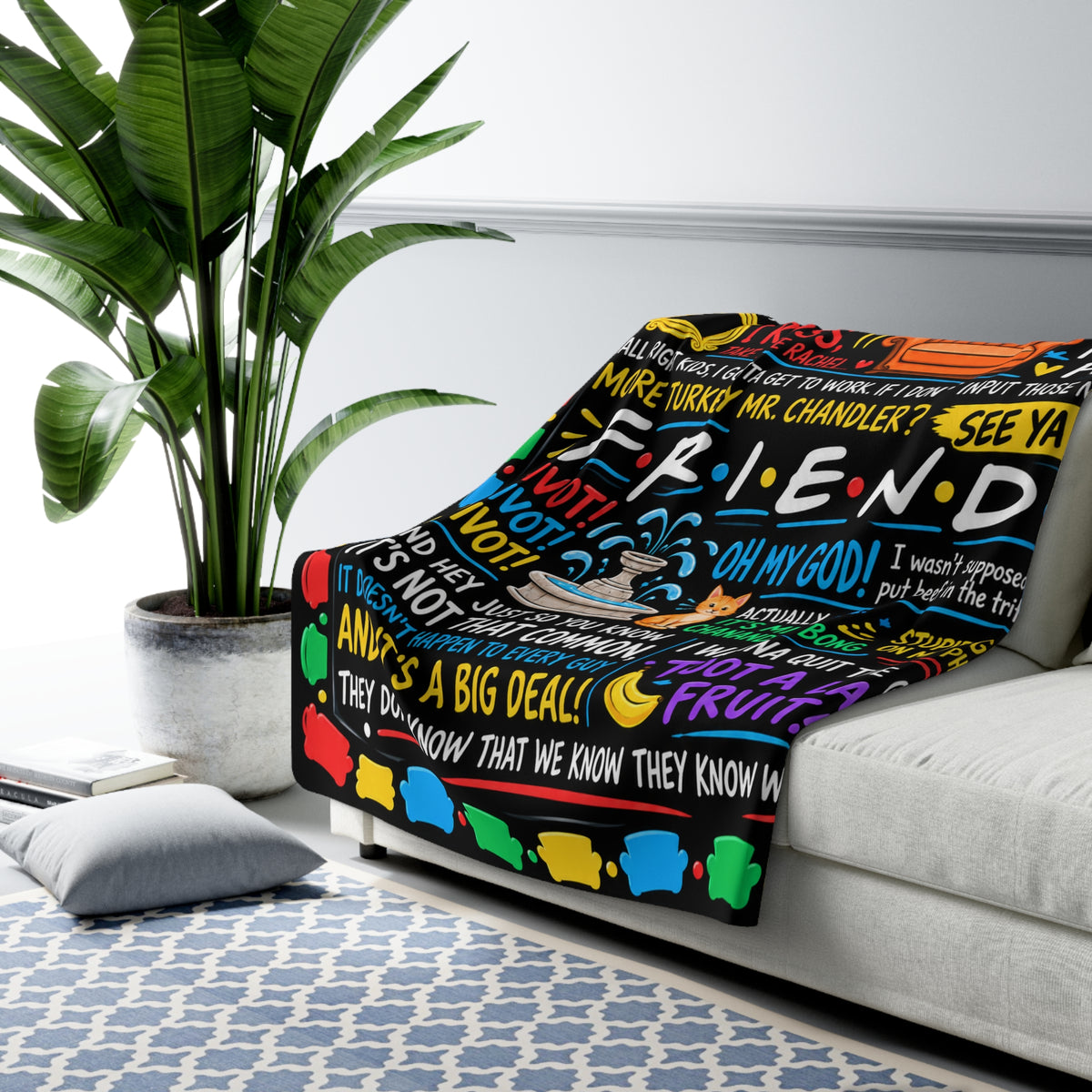 Friends Quote Sherpa Fleece Blanket
