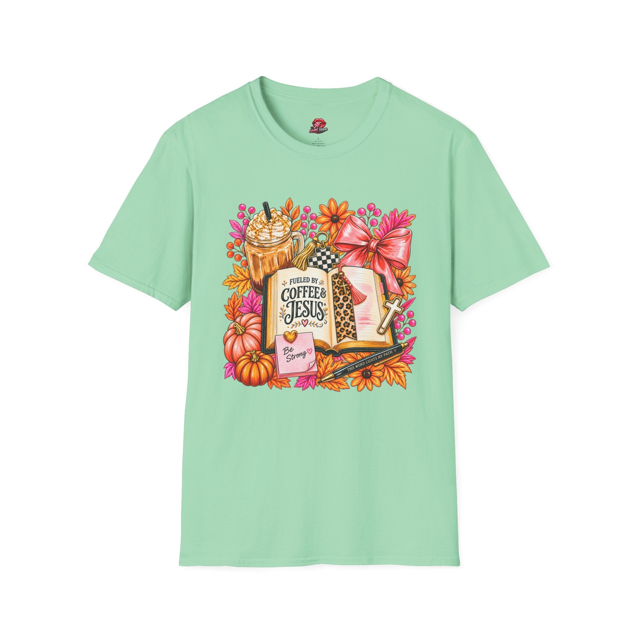 Fueled by Coffee & Jesus Autumn Floral Tee