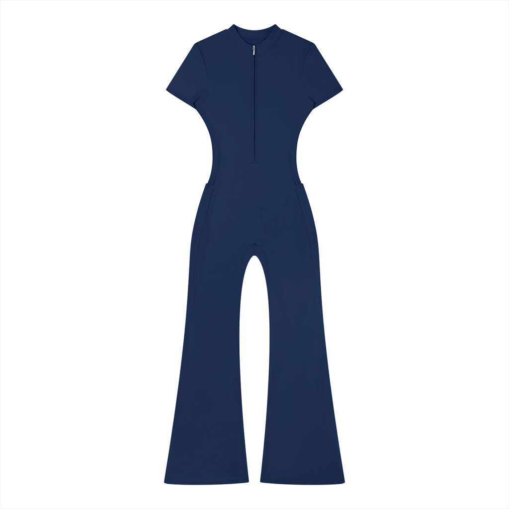 Women’s Tight Flared Leg Quarter-Zip Jumpsuit