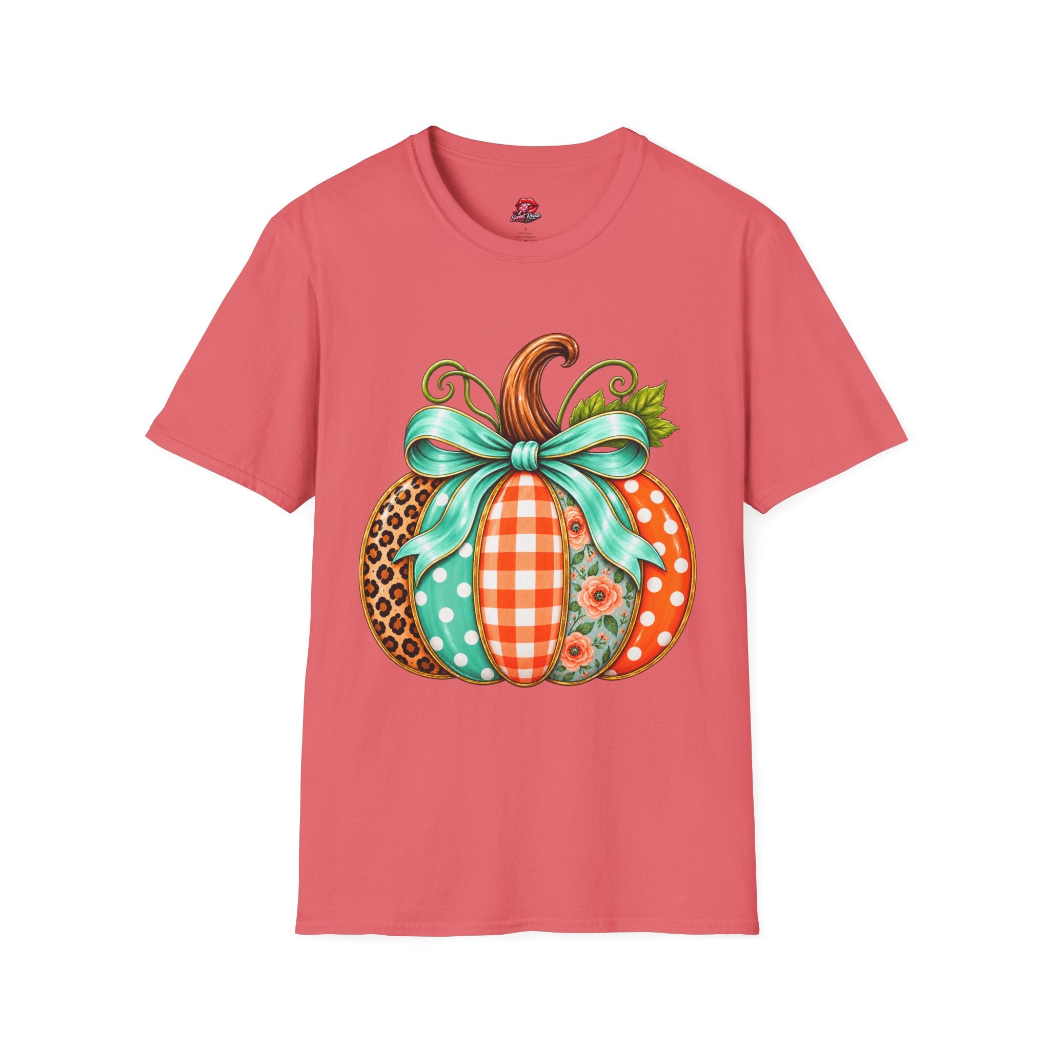 Fall Patchwork Pumpkin T‑Shirt