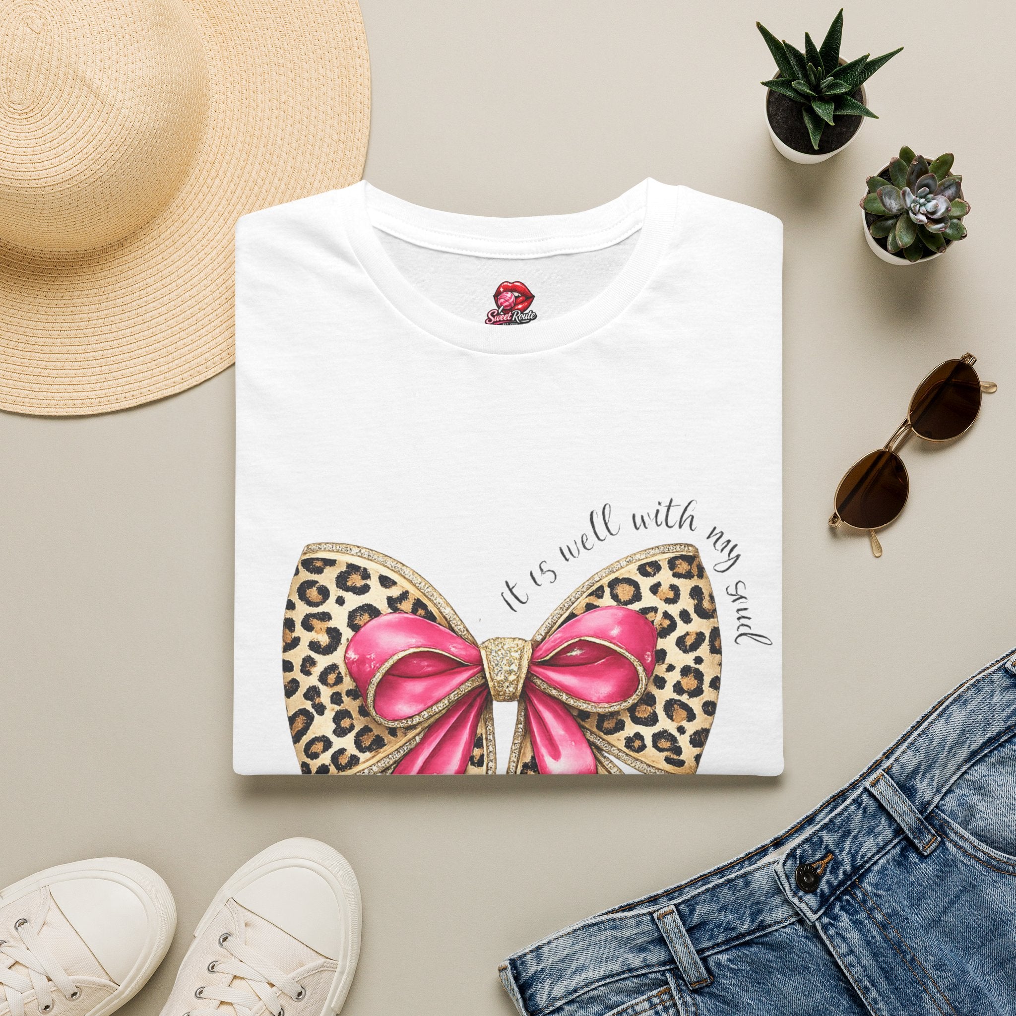 Leopard Bow with Pink Ribbon T-Shirt