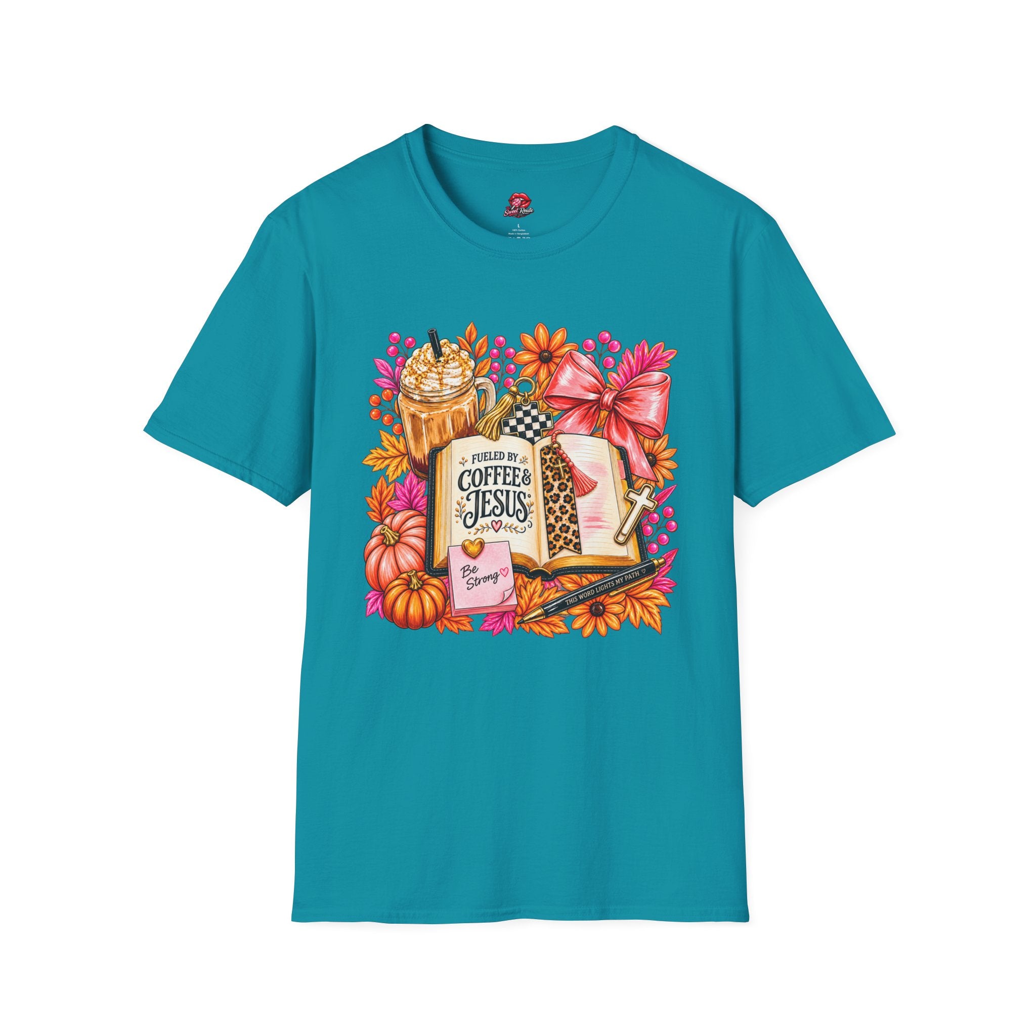 Fueled by Coffee & Jesus Autumn Floral Tee