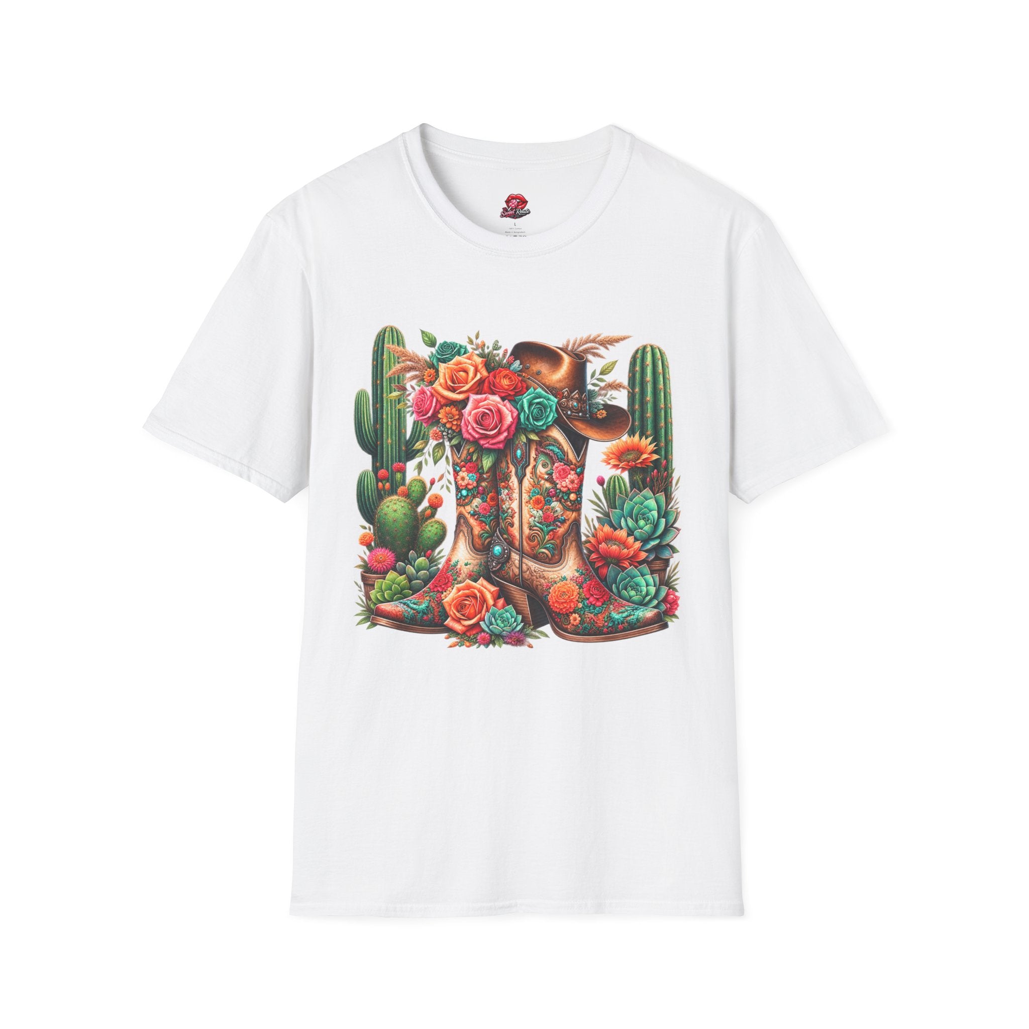 Floral Cactus Cowboy Boot T-Shirt